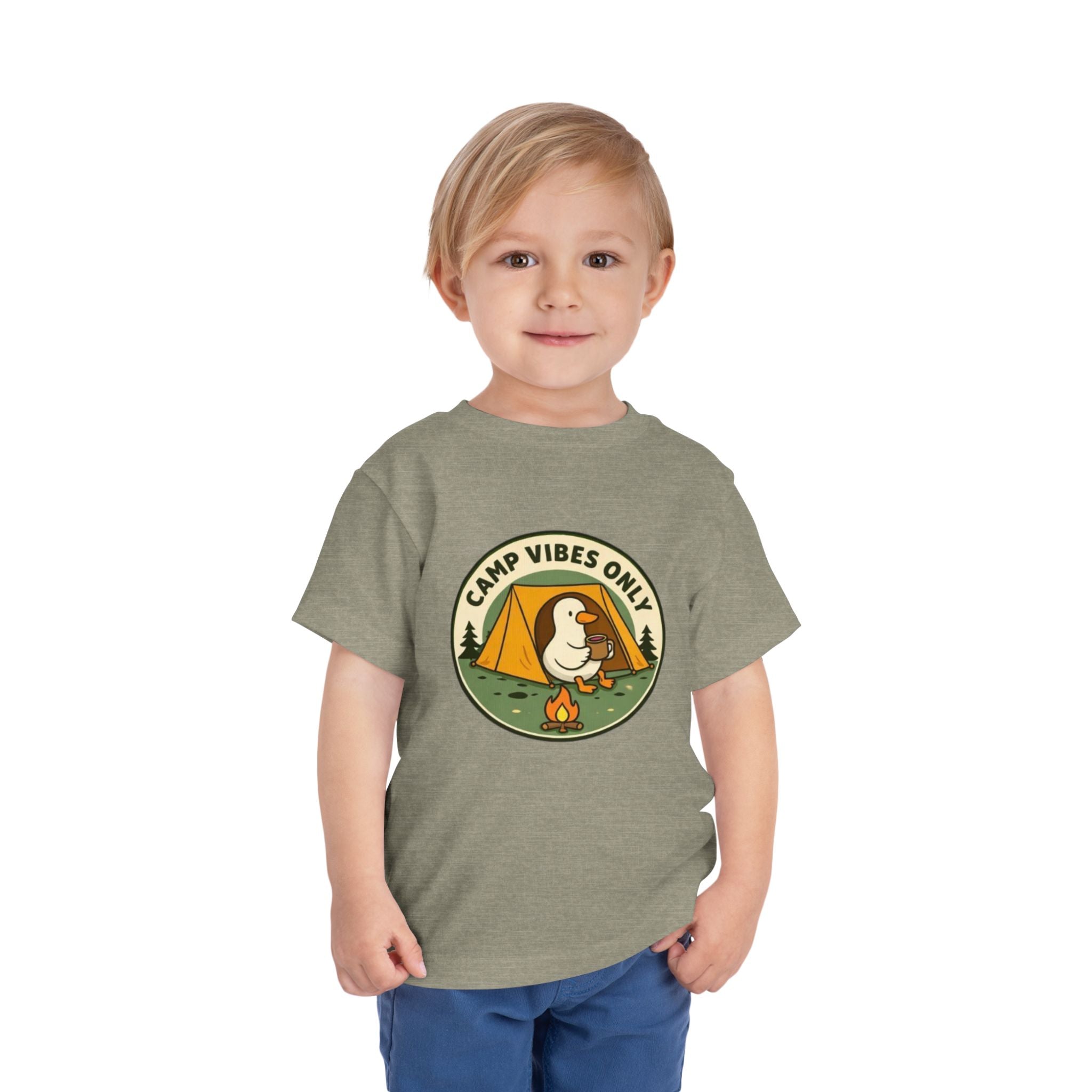 Camp Vibes Only Toddler Tee | Cute Camping Duck Graphic Shirt