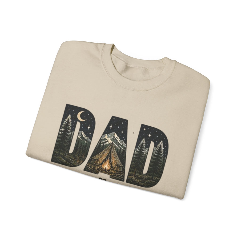 Dad Camping Crewneck Sweatshirt | Rustic Campfire & Mountain Outdoor Dad Gift