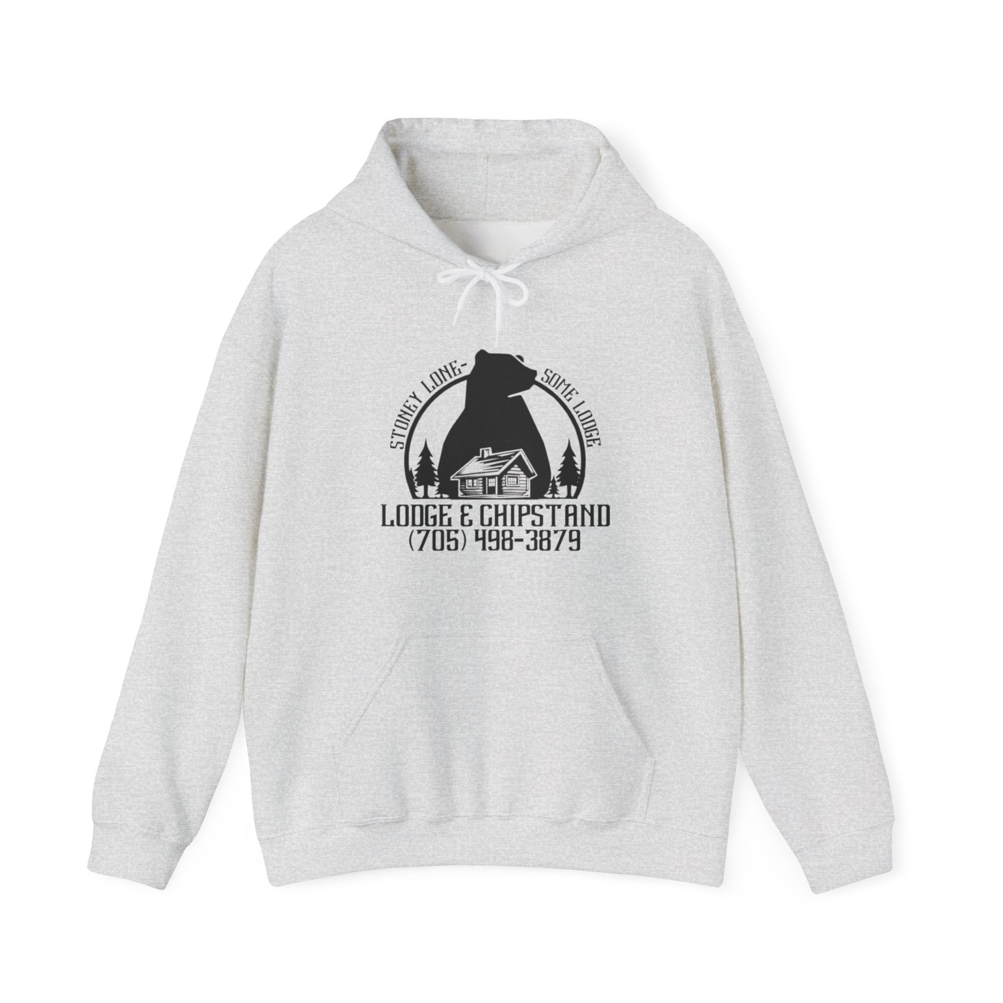 Lodge & Chipstand Bear Logo Hoodie | Rustic Cabin Camping Sweatshirt