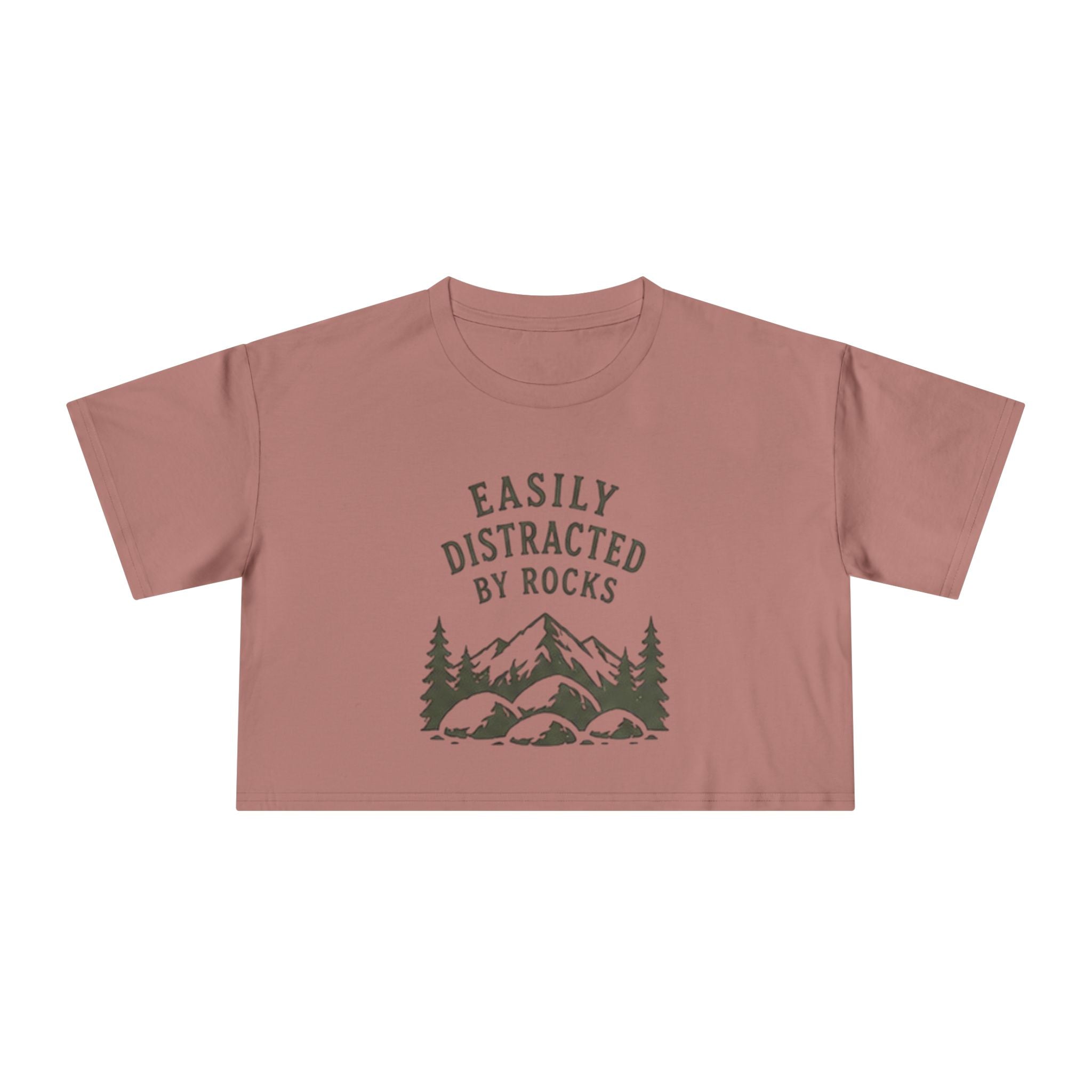 Crop Tee | "Easily Distracted by Rocks" Nature Crop Top for Rock Lovers