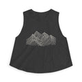 Mountain Line Art Crop Top | Women's Scenic Graphic Tank for Outdoor Lovers