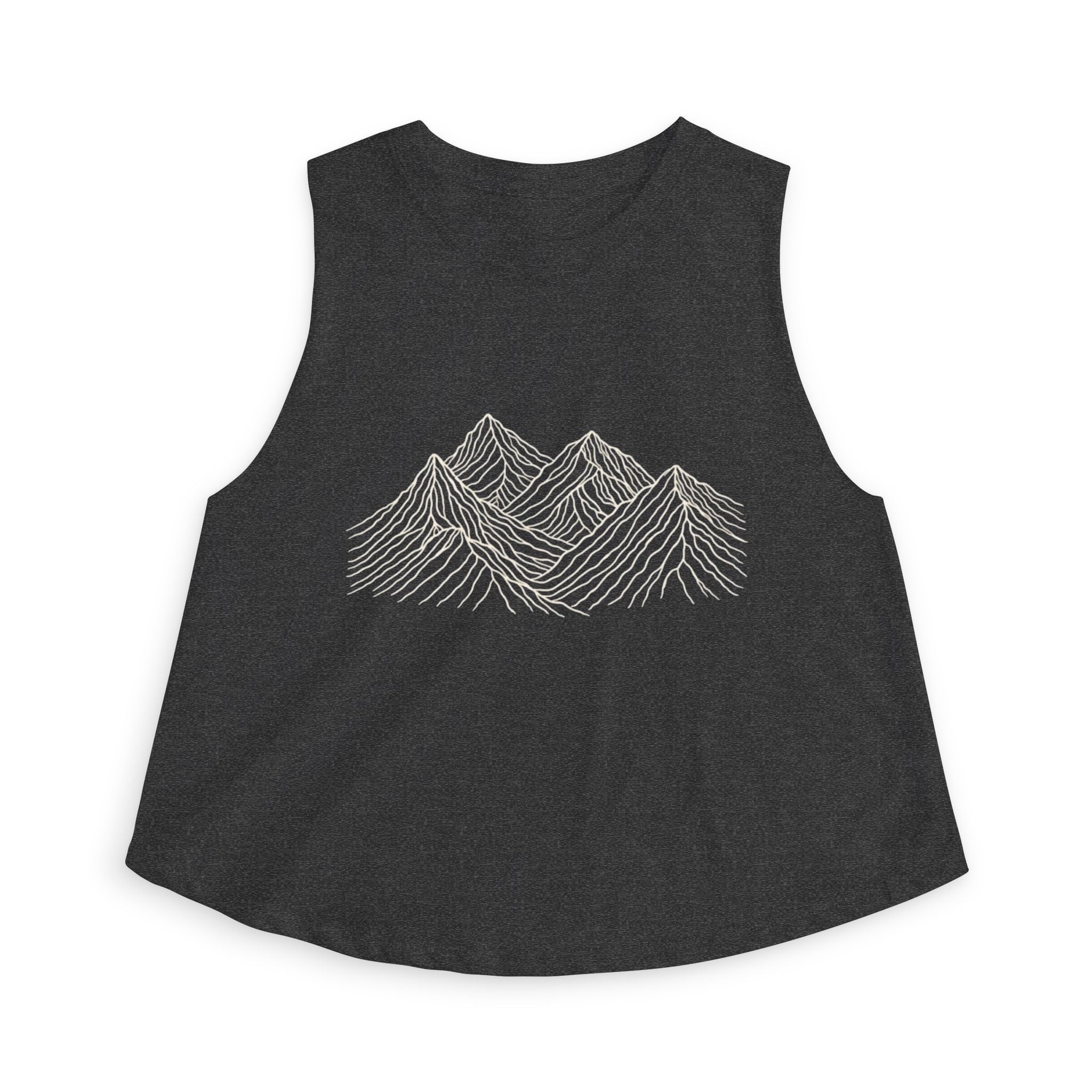 Mountain Line Art Crop Top | Women's Scenic Graphic Tank for Outdoor Lovers