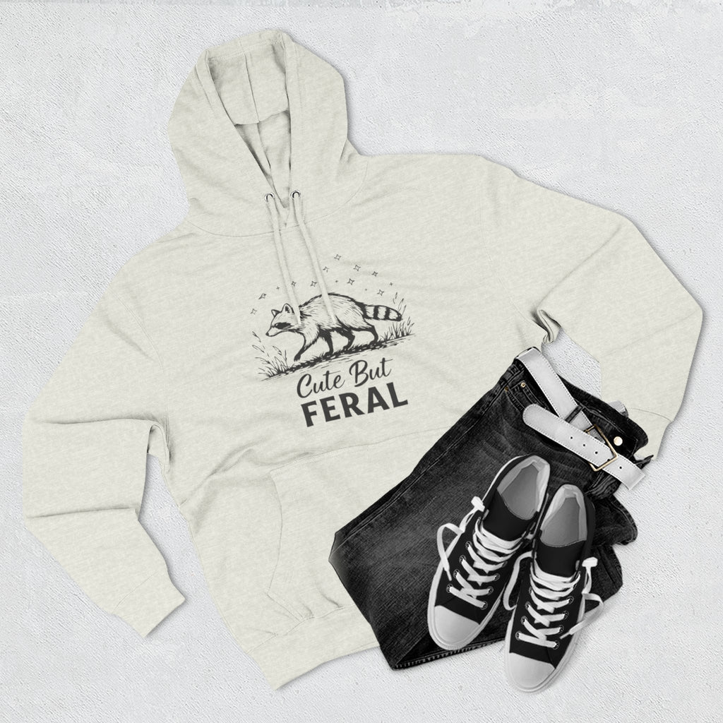 Cute But Feral Hoodie | Raccoon Illustration Graphic Pullover