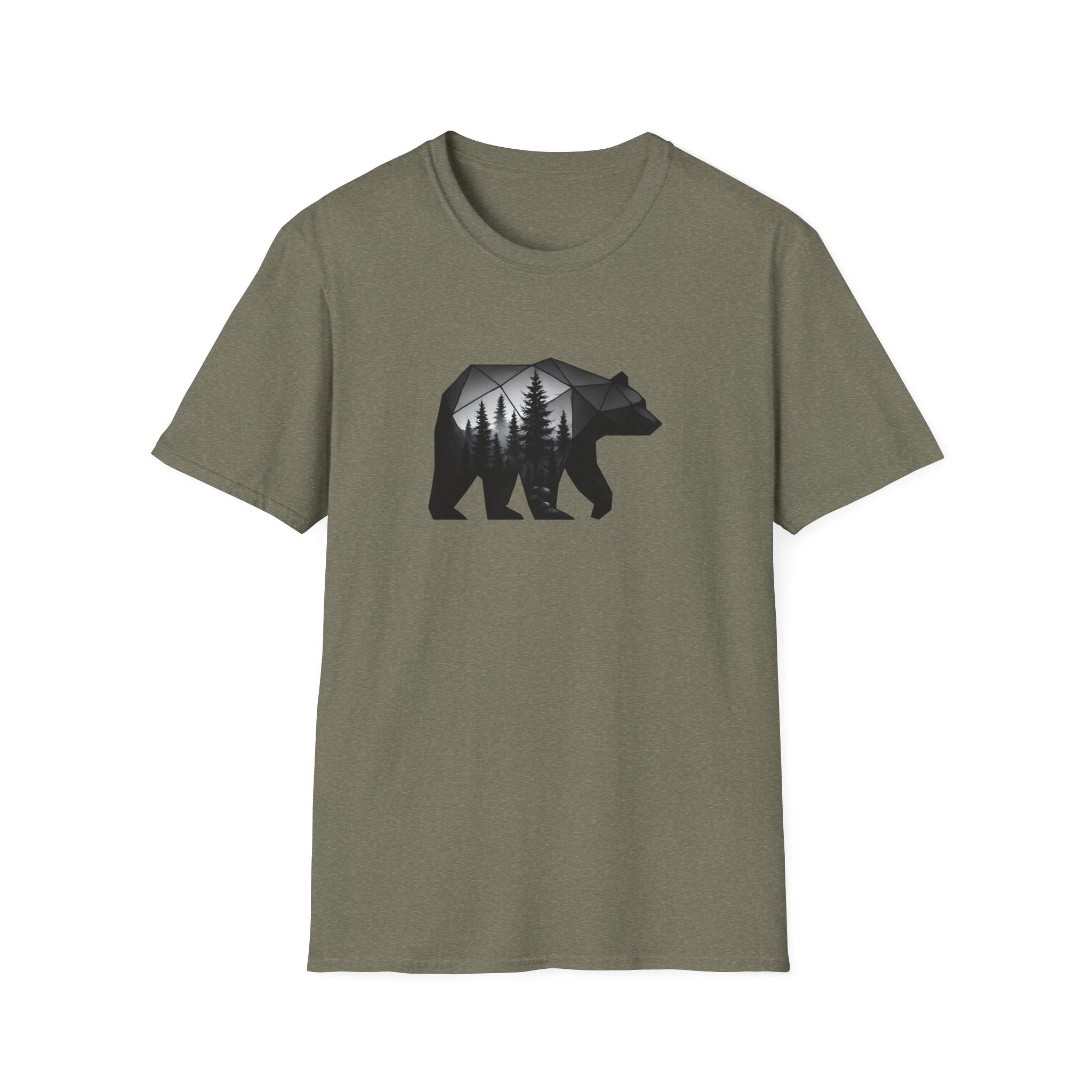 Geometric Bear Forest T-Shirt | Modern Nature Graphic Tee