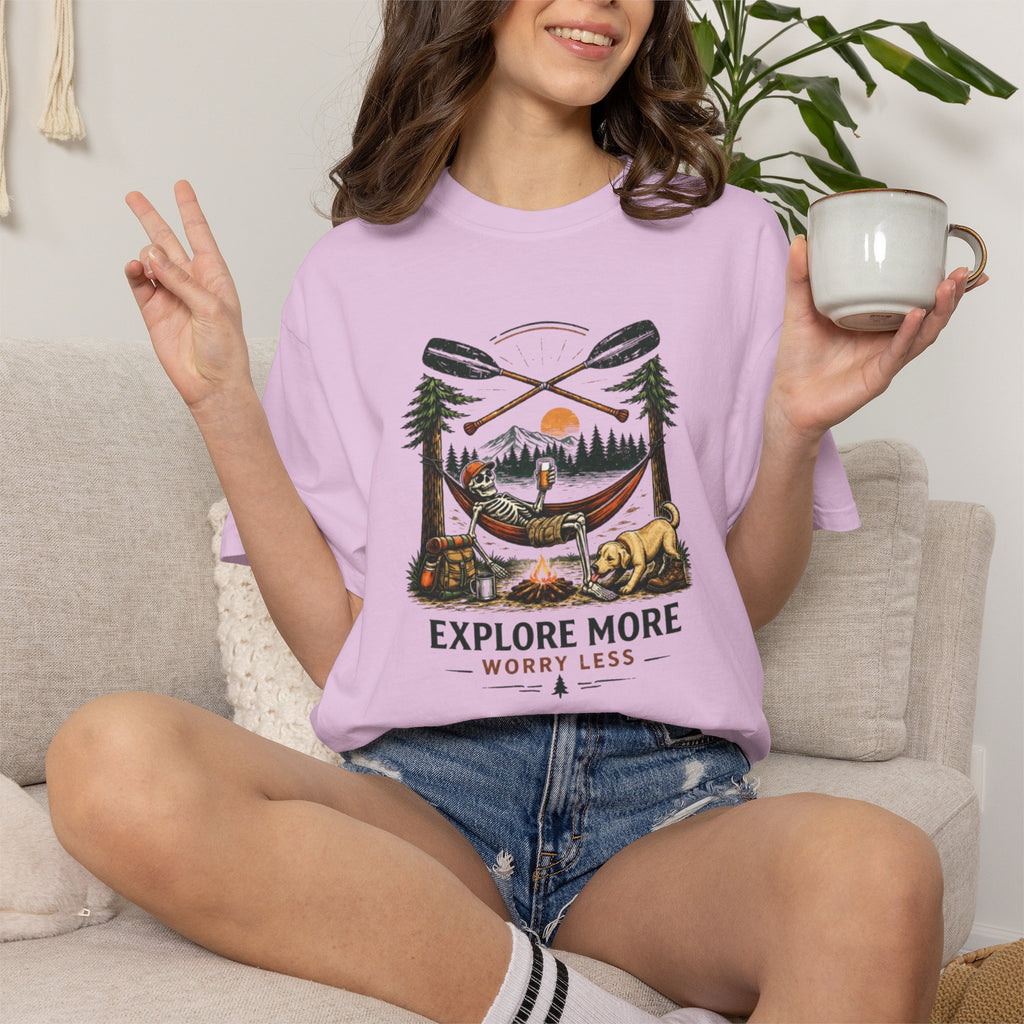 Explore More Worry Less T-Shirt | Outdoor Camping Adventure Graphic Tee
