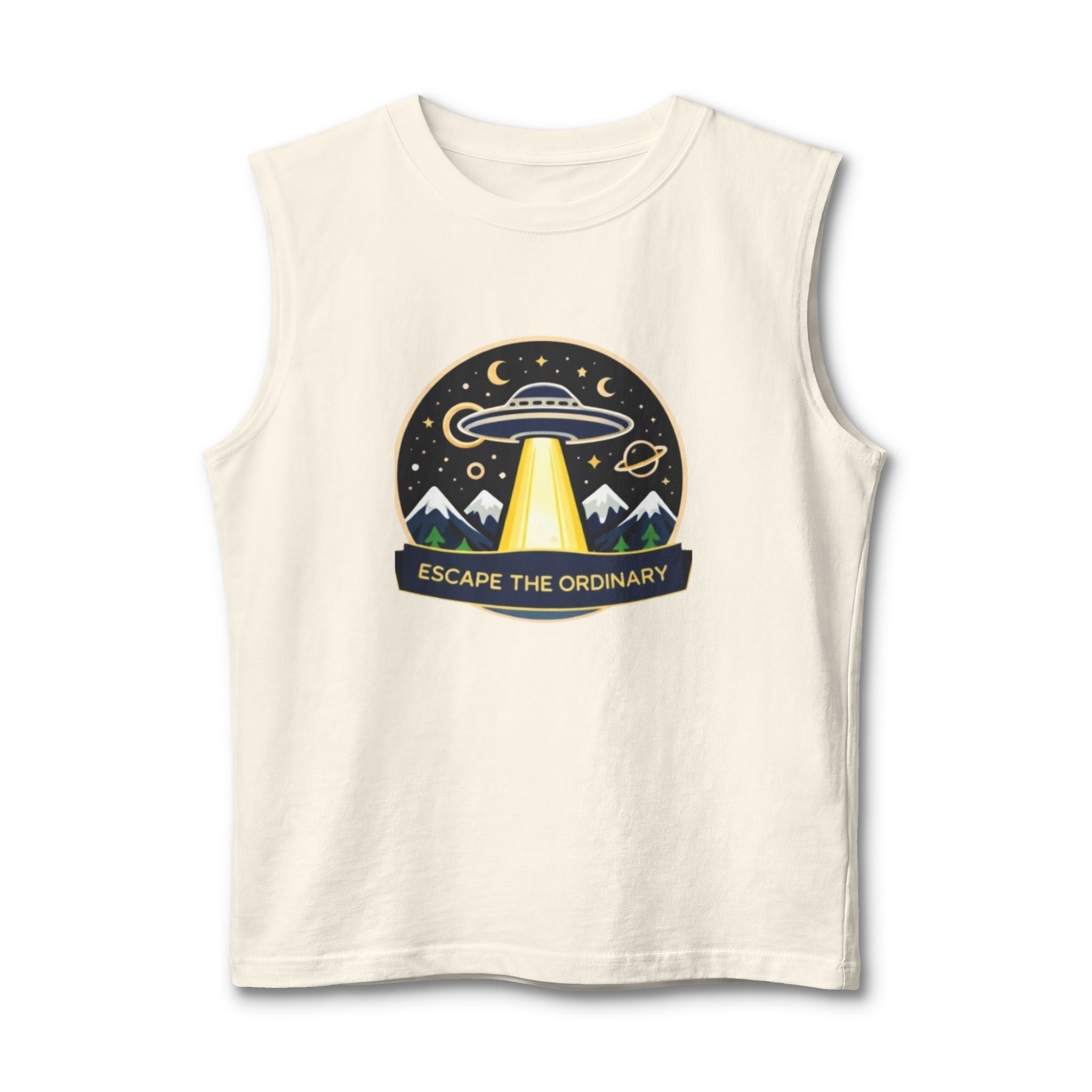 Escape the Ordinary UFO Tank Top | Adventure Graphic Muscle Tee