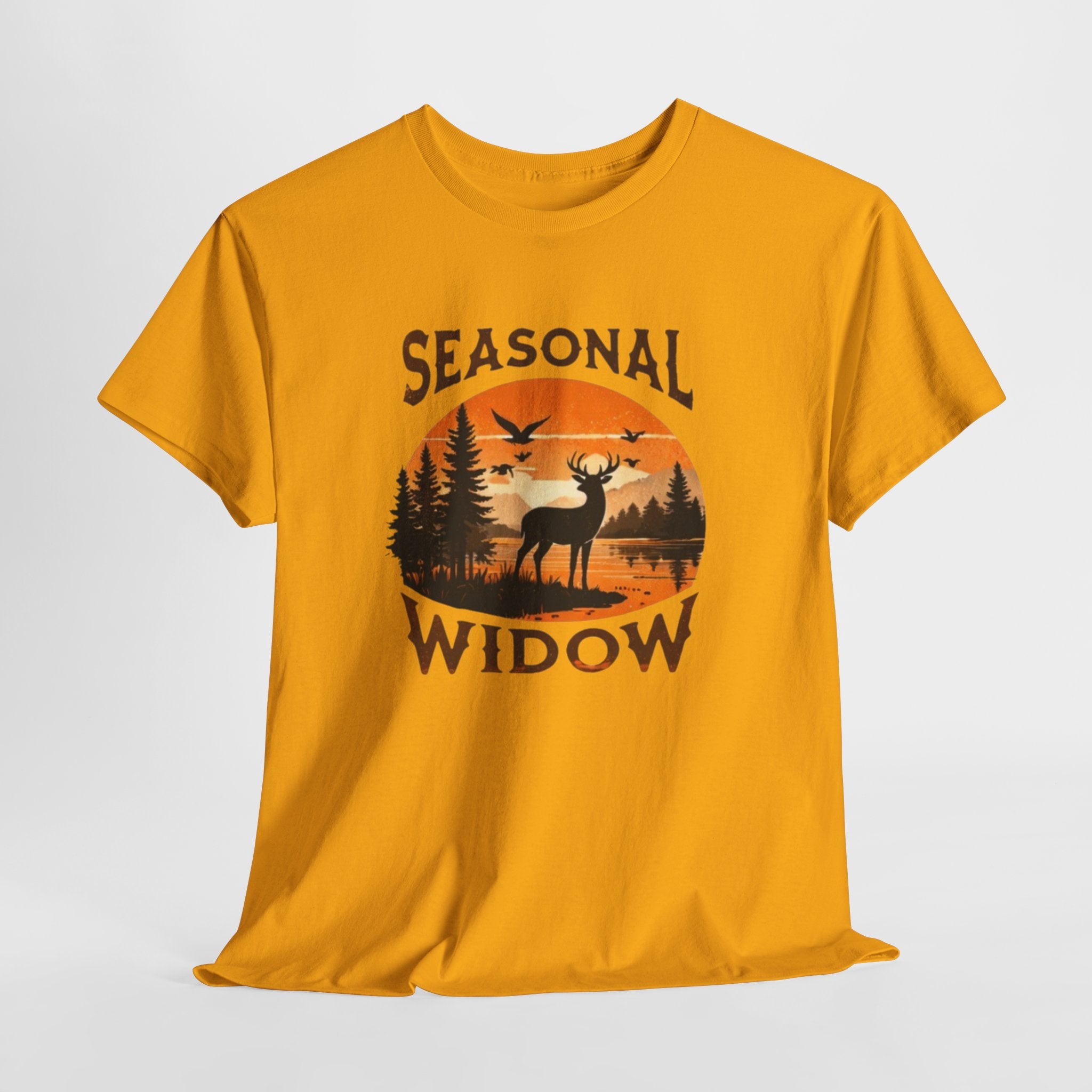 Seasonal Widow Tee | Hunting Wife Deer Sunset Graphic T-Shirt