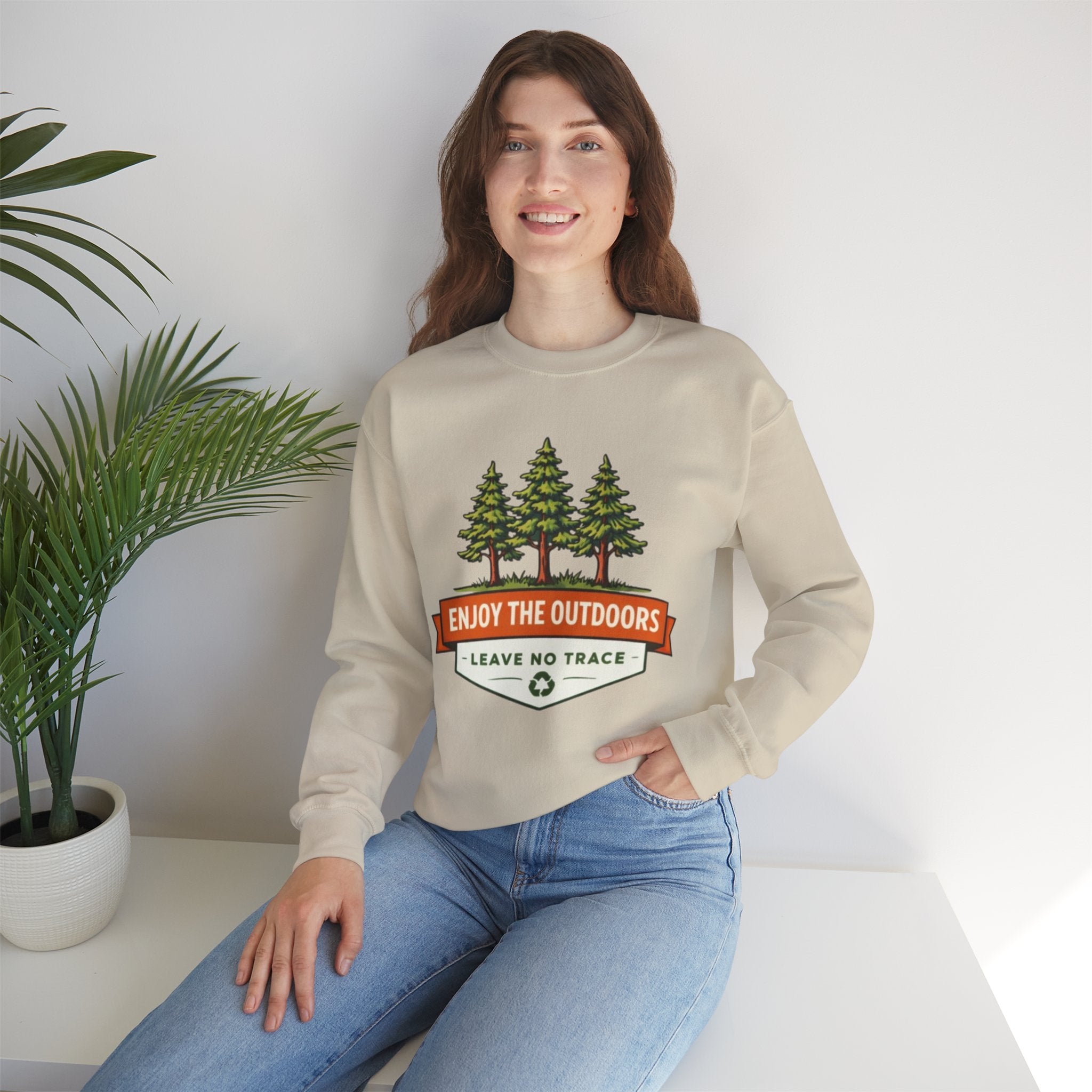 Enjoy the Outdoors Crewneck Sweatshirt | "Leave No Trace" Camping Graphic