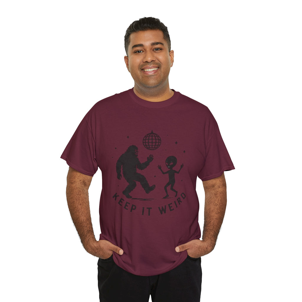 Keep It Weird T-Shirt | Dancing Bigfoot & Alien Disco Tee