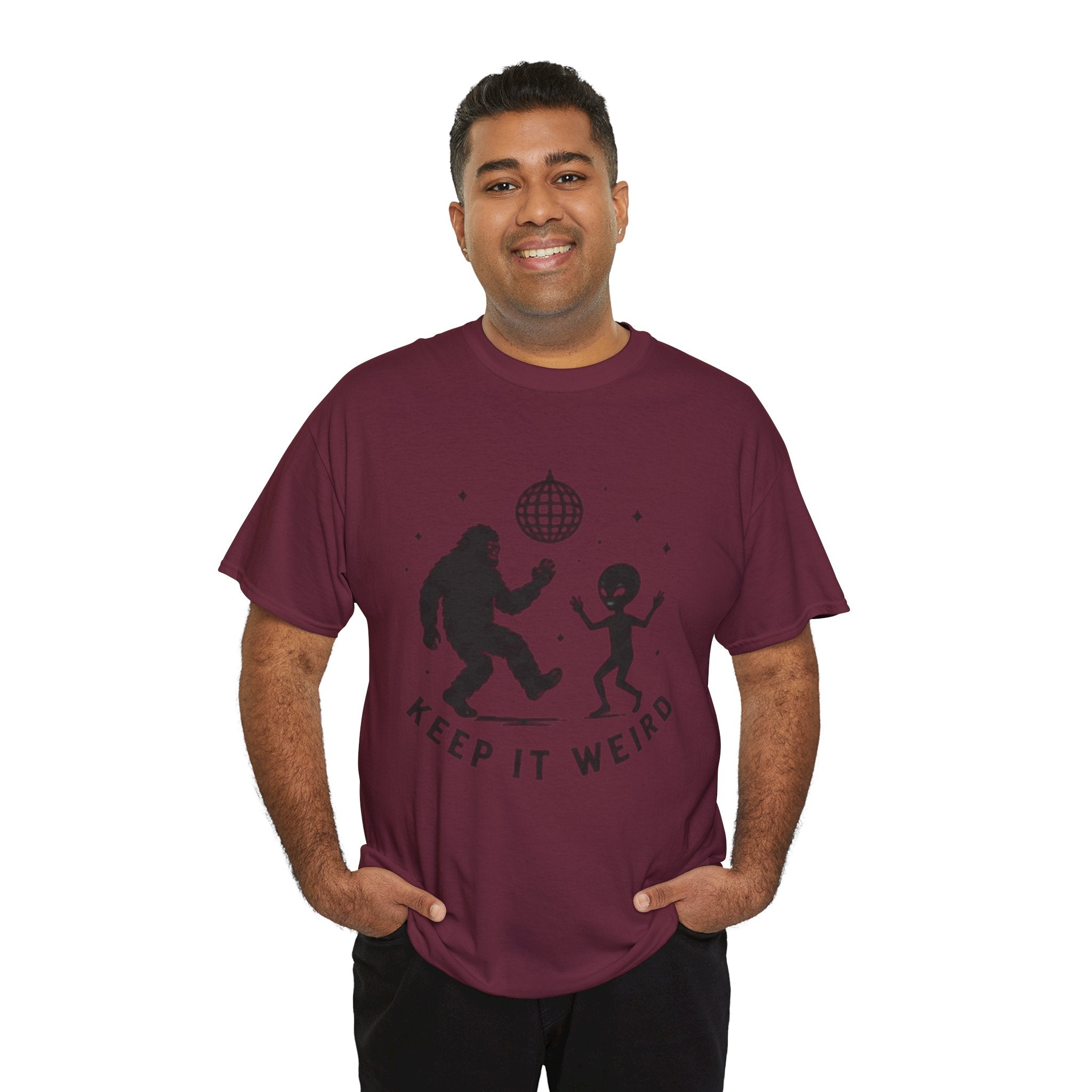 Keep It Weird T-Shirt | Dancing Bigfoot & Alien Disco Tee