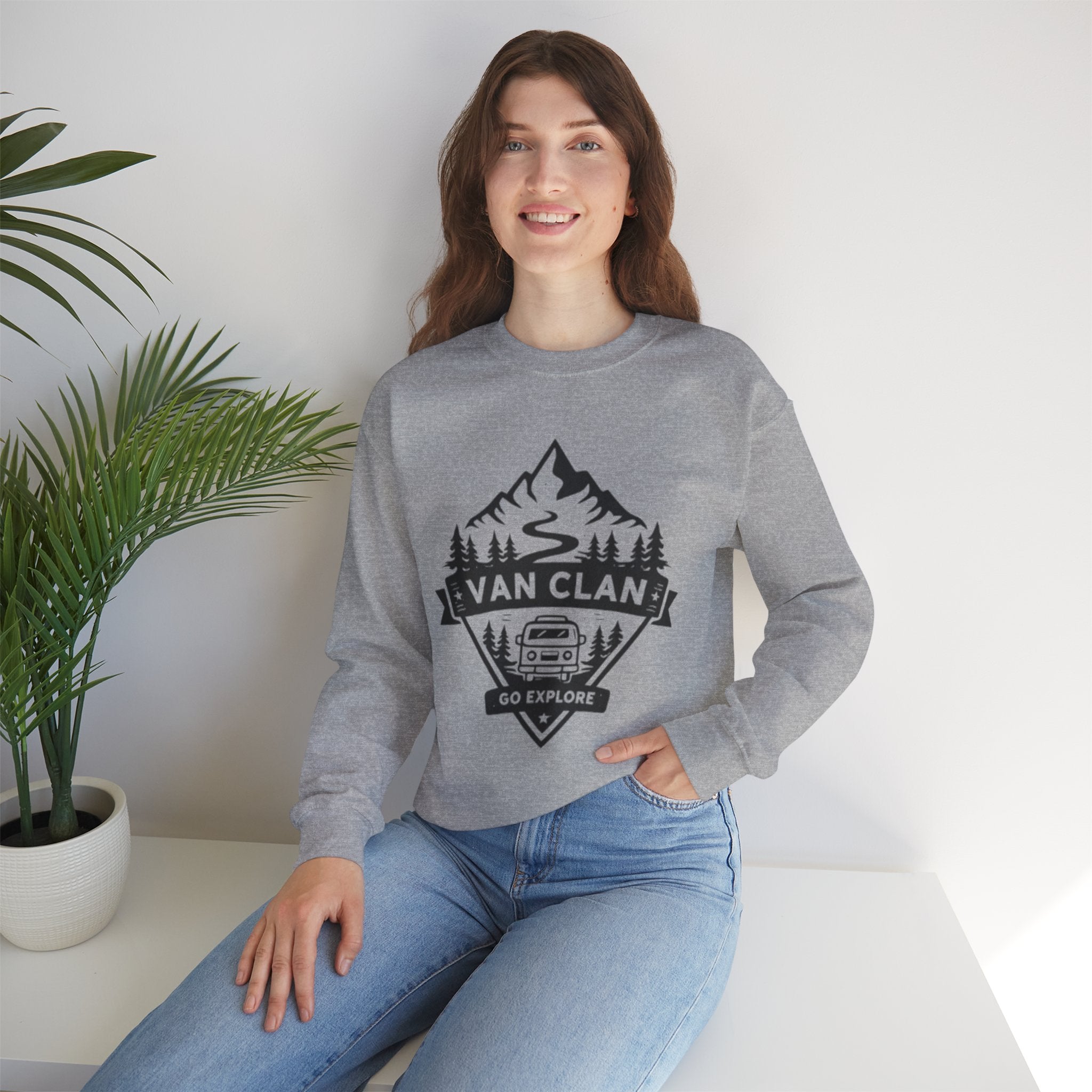 Van Clan "Go Explore" Crewneck Sweatshirt | Adventure Vanlife Graphic