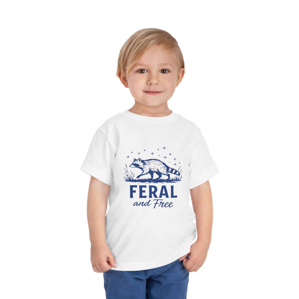 Toddler Tee | "Feral and Free" Raccoon Graphic