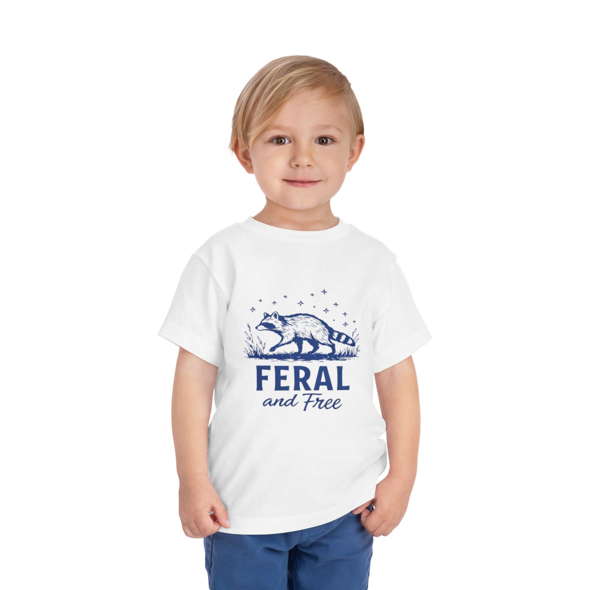 Toddler Tee | "Feral and Free" Raccoon Graphic