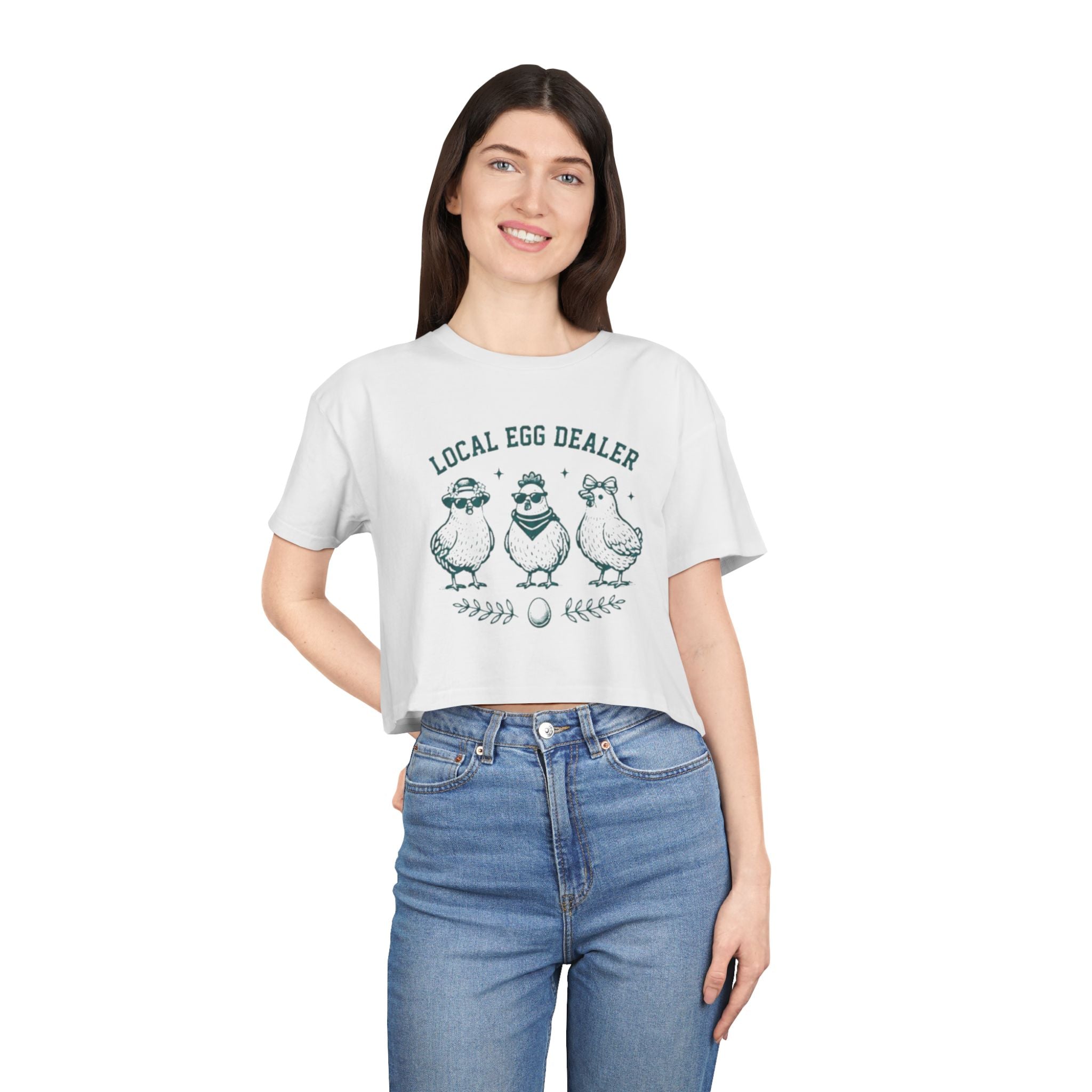 Crop Tee | "Local Egg Dealer" Cute Chickens Graphic for Farm Girl