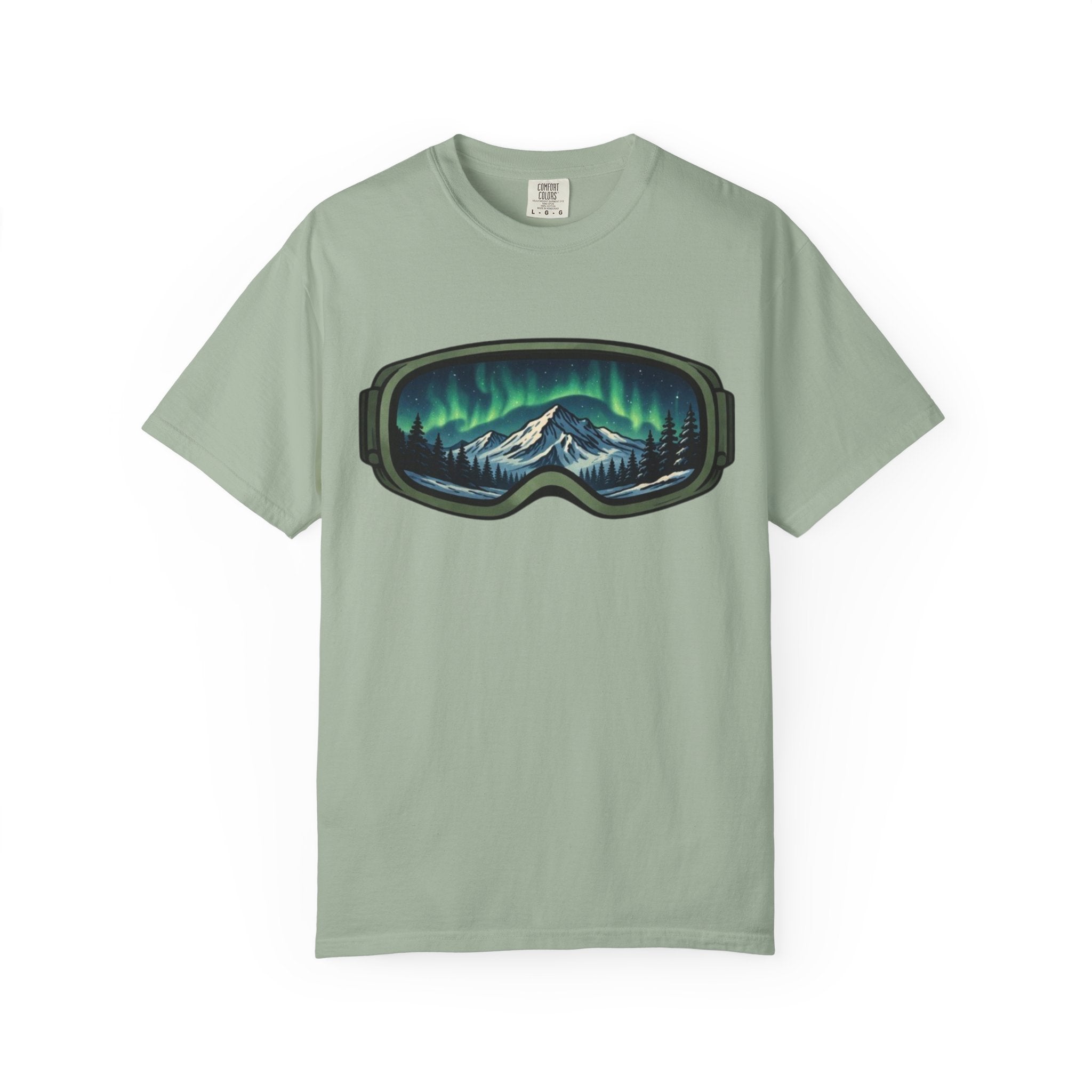 Aurora Ski Goggle T-Shirt | Mountain Night Northern Lights Graphic Tee