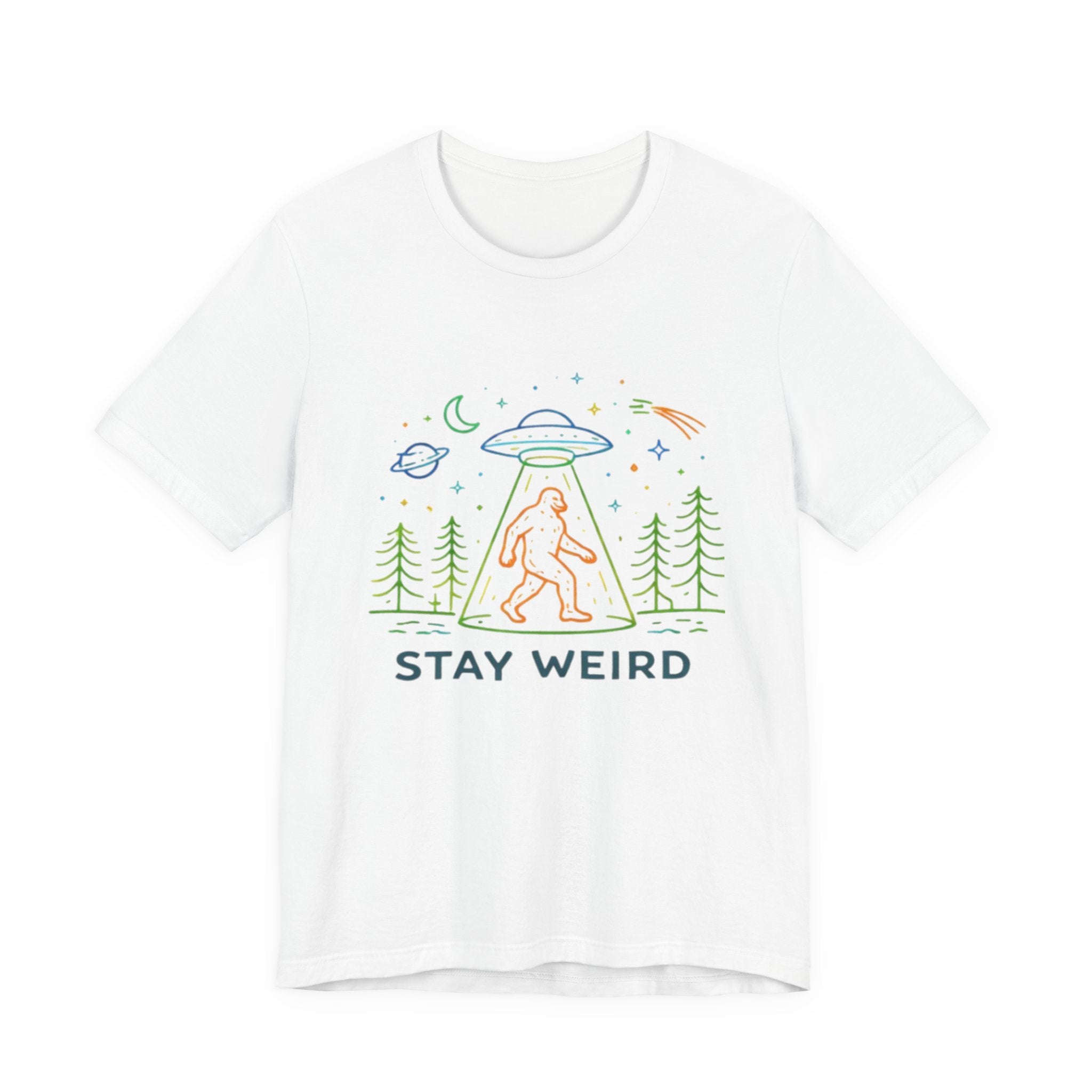 Stay Weird UFO Bigfoot T-Shirt Funny Alien Abduction Graphic Tee