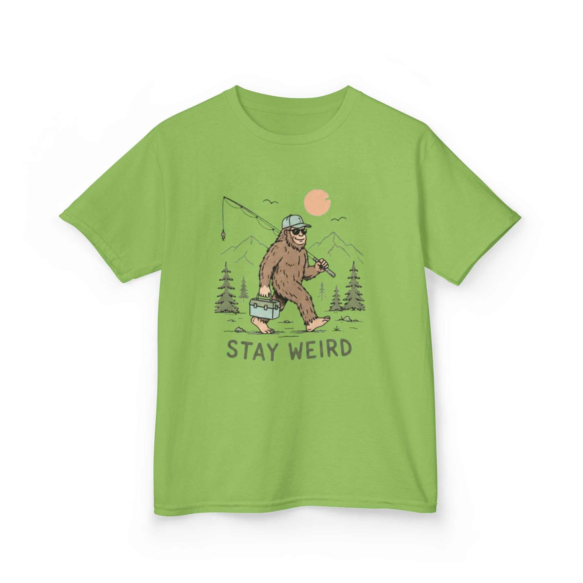 Kids Tee | Stay Weird Bigfoot Fishing