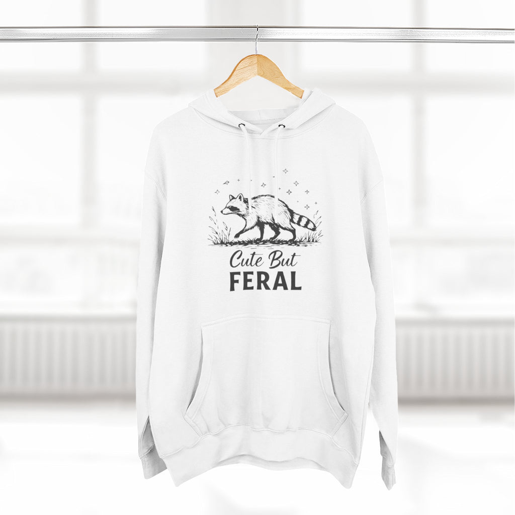 Cute But Feral Hoodie | Raccoon Illustration Graphic Pullover