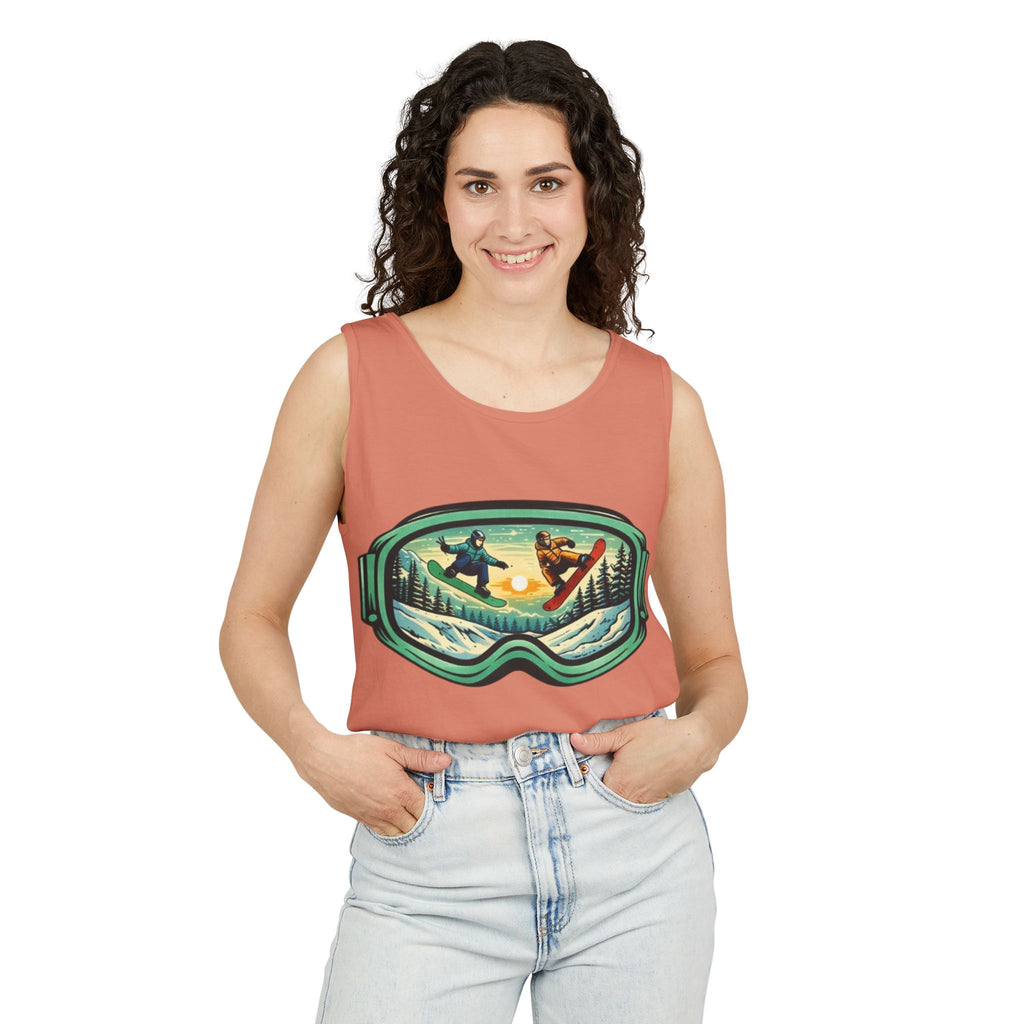 Snowboarding Mountain Goggles Tank Top