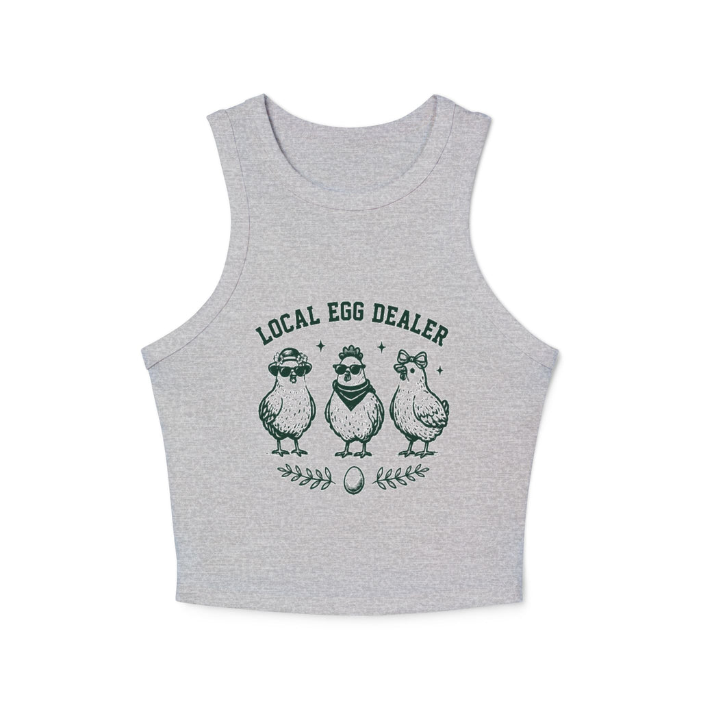 Local Egg Dealer Racer Tank Top | Cute Chick Graphic Crop Top for Women