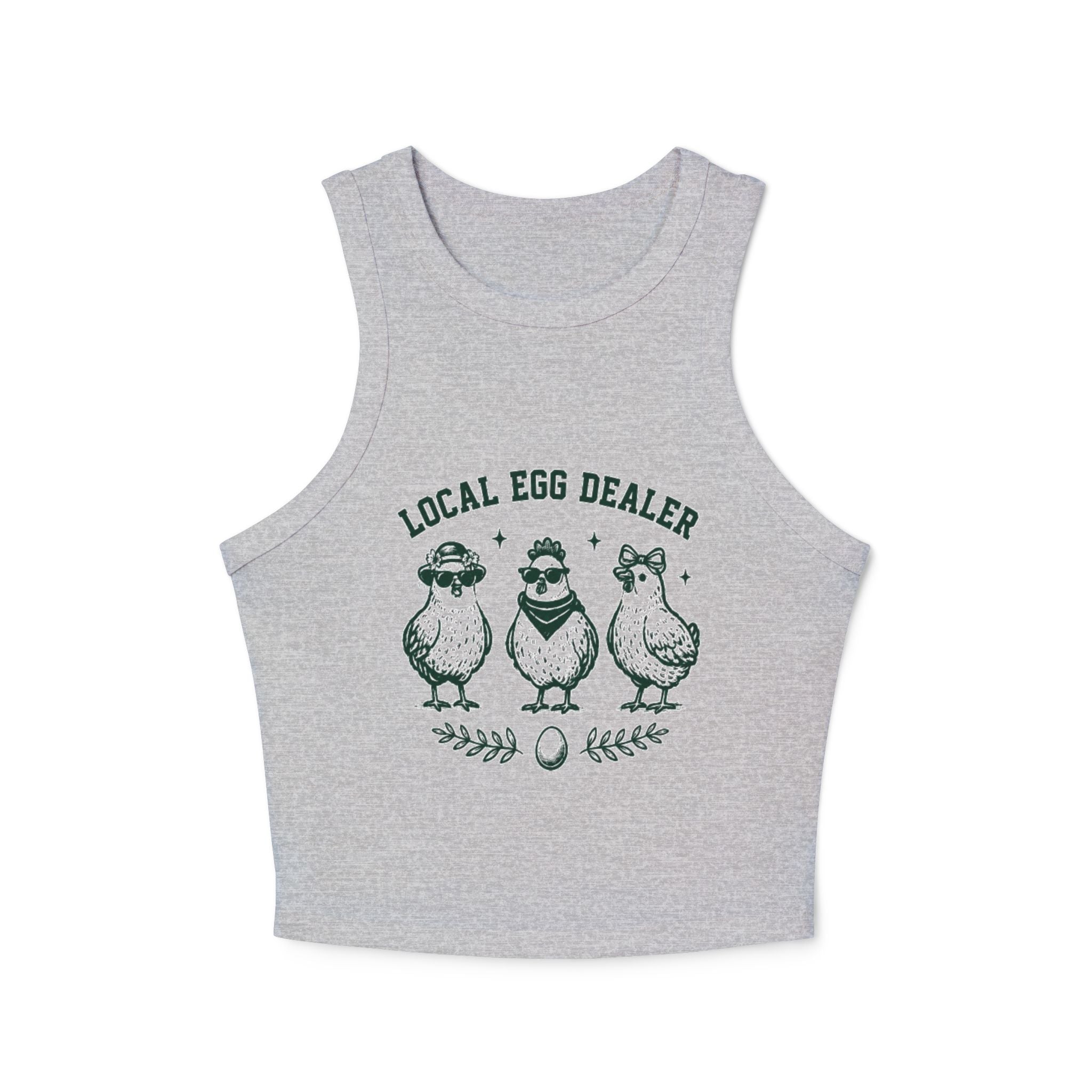 Local Egg Dealer Racer Tank Top | Cute Chick Graphic Crop Top for Women