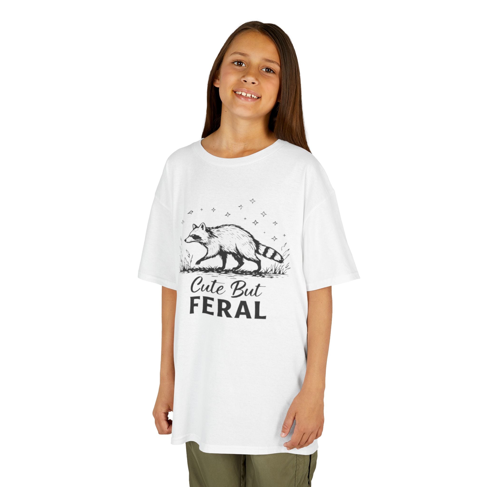 Kids Tee | Cute But Feral Raccoon Graphic