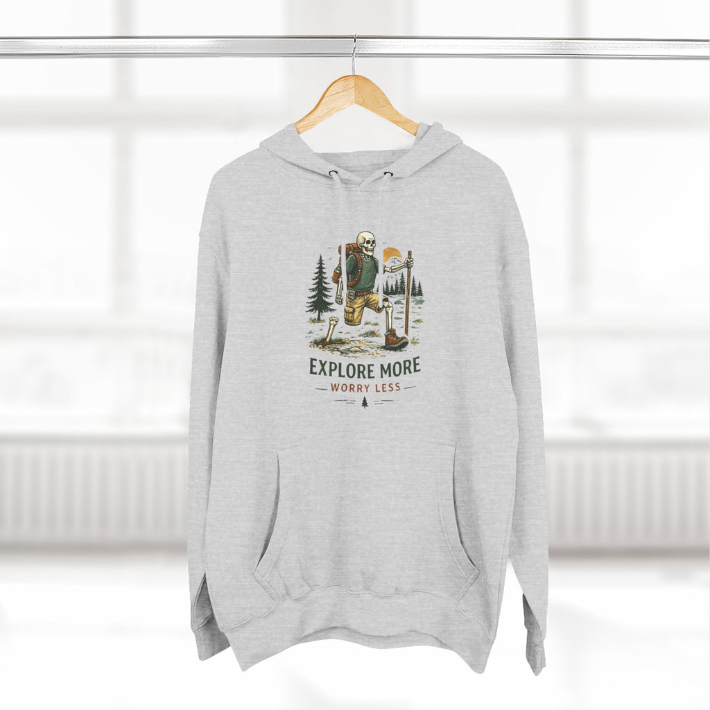 Explore More Hoodie | Outdoor Adventure Graphic Pullover Explore More, Worry Less