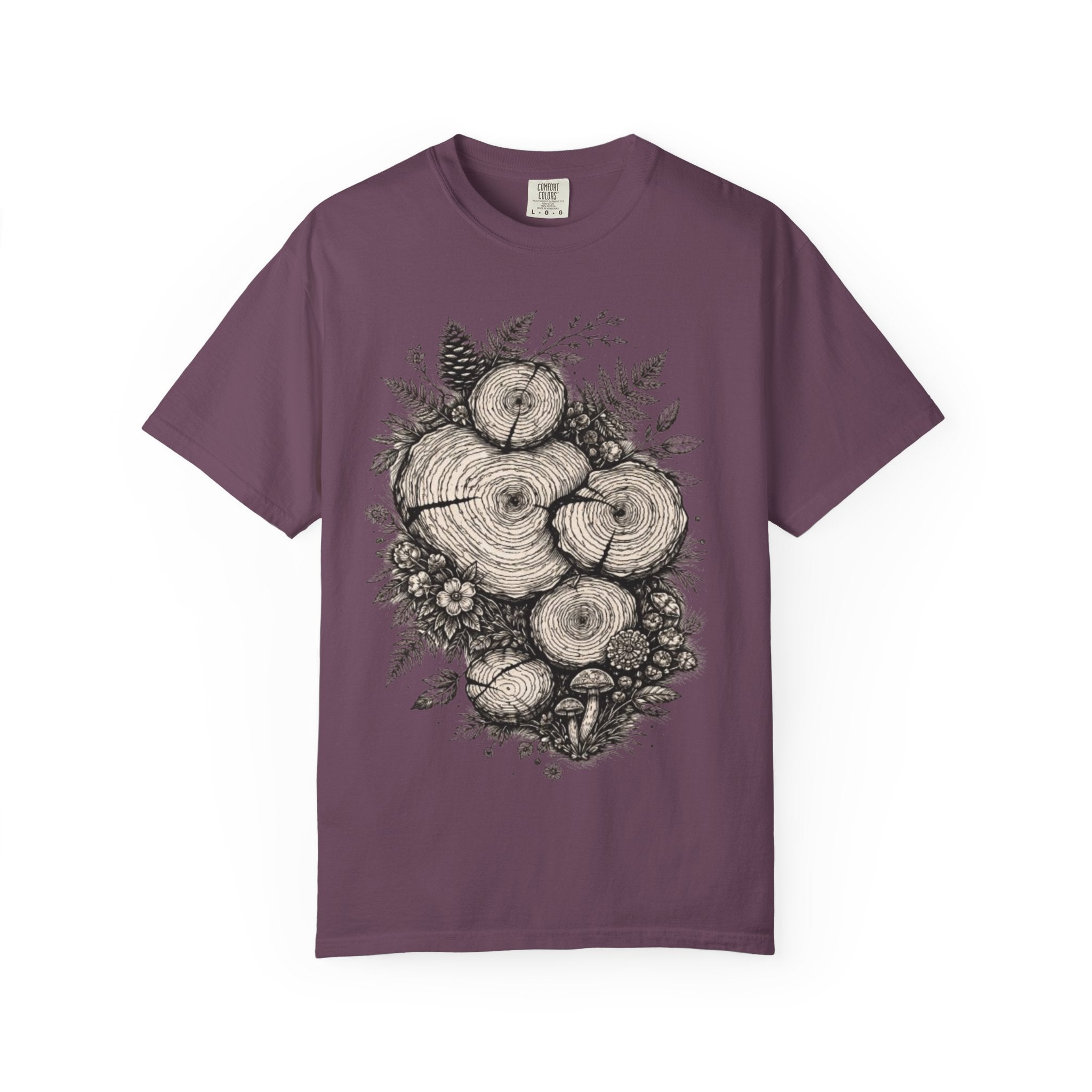 Woodland Tree Rings T-Shirt | Botanical Log Cross-Section Art Tee