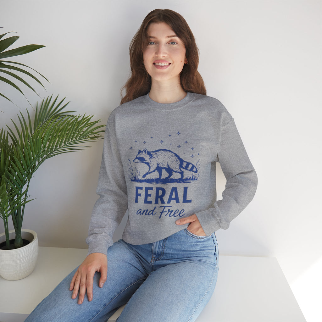 Raccoon "Feral and Free" Crewneck Sweatshirt