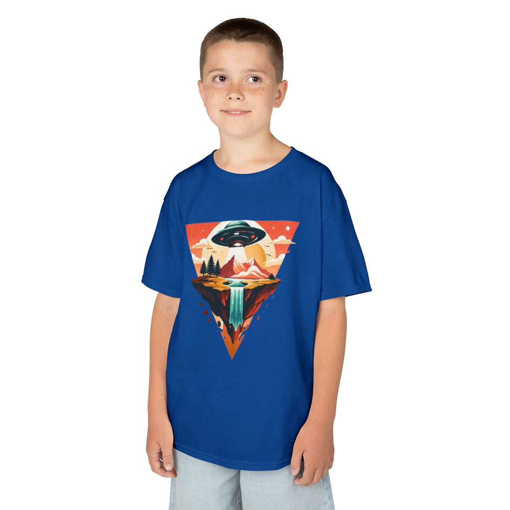Kids Tee | UFO Mountain Waterfall Adventure Graphic