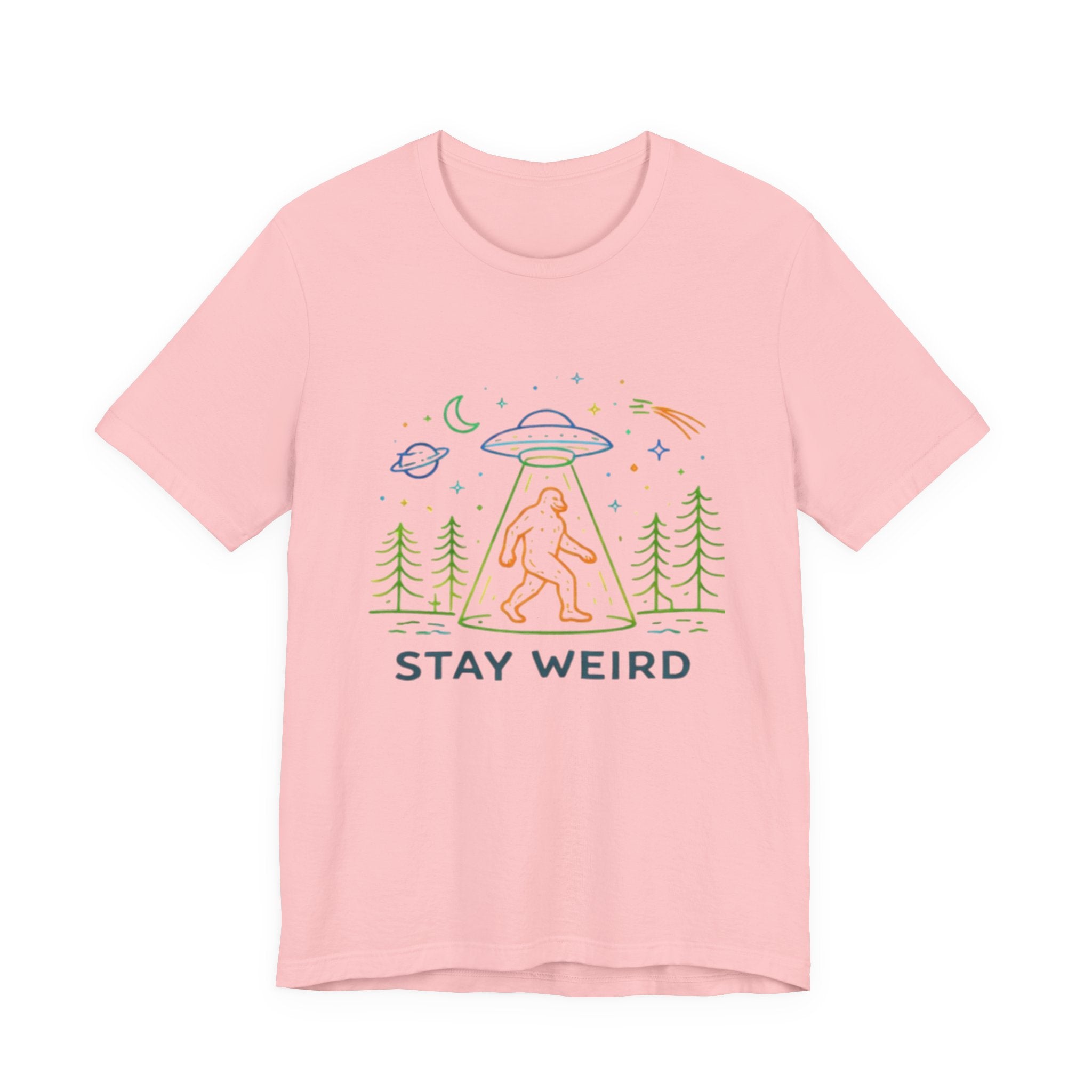 Stay Weird UFO Bigfoot T-Shirt Funny Alien Abduction Graphic Tee