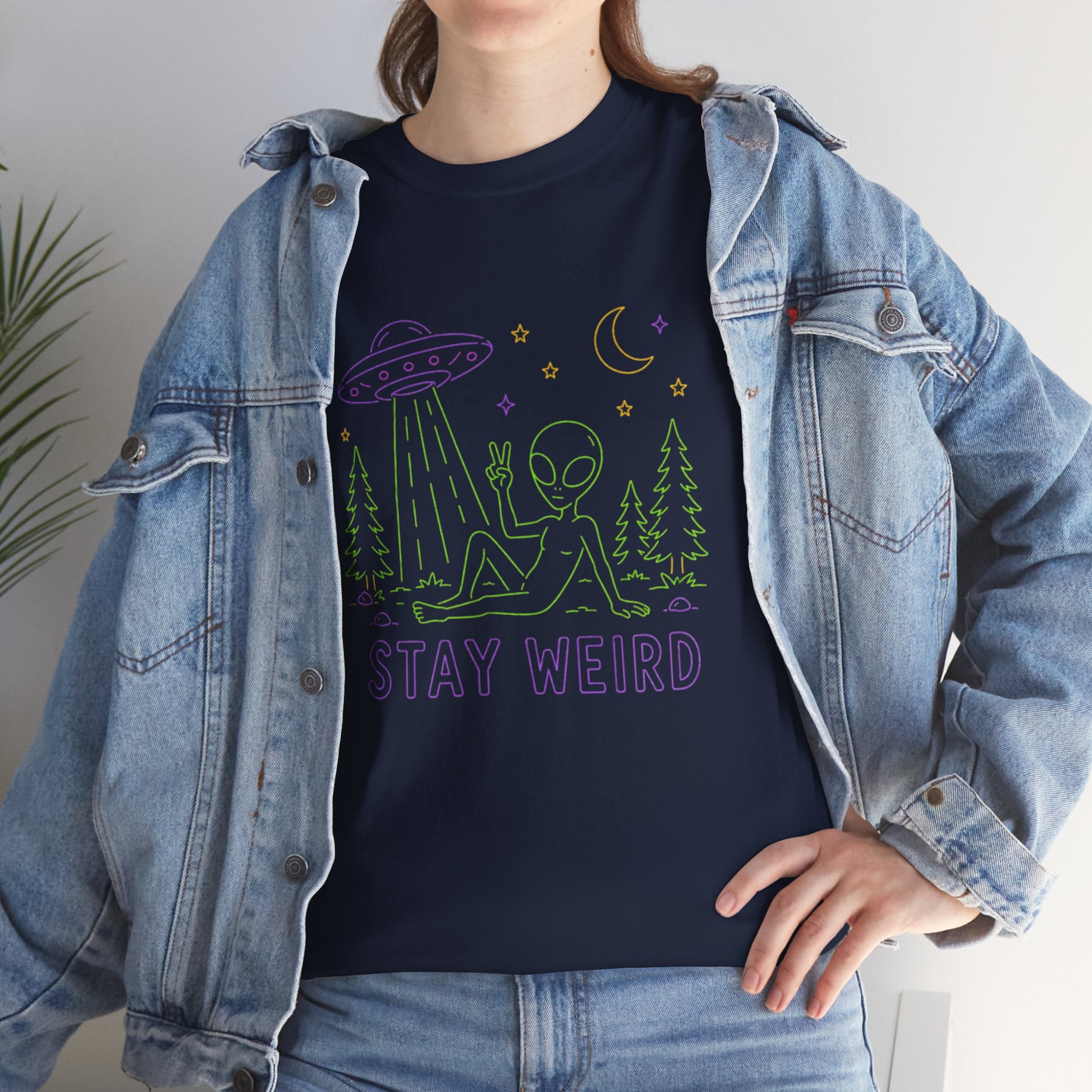 T-Shirt | Pastel UFO "Stay Weird" Graphic Tee