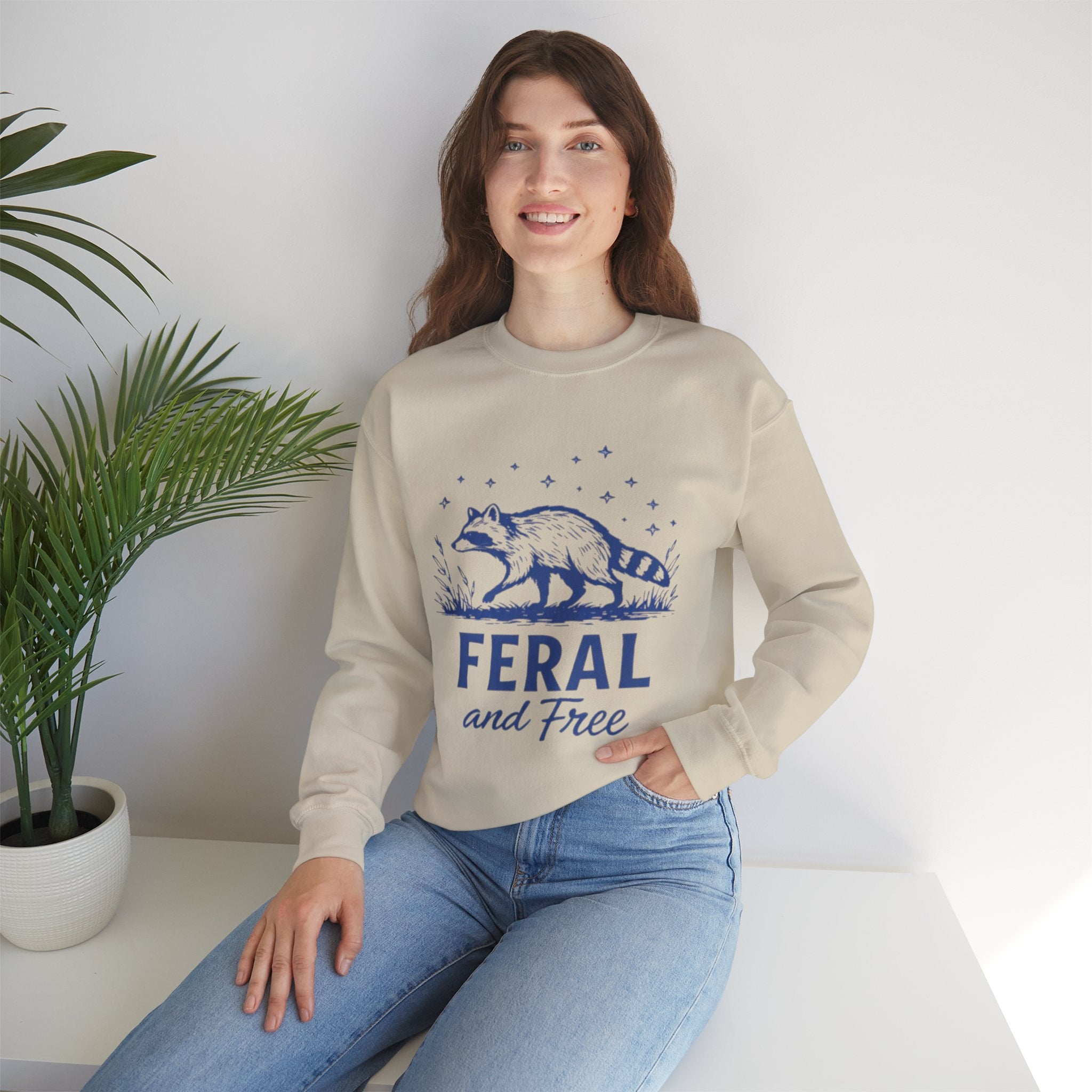 Raccoon "Feral and Free" Crewneck Sweatshirt