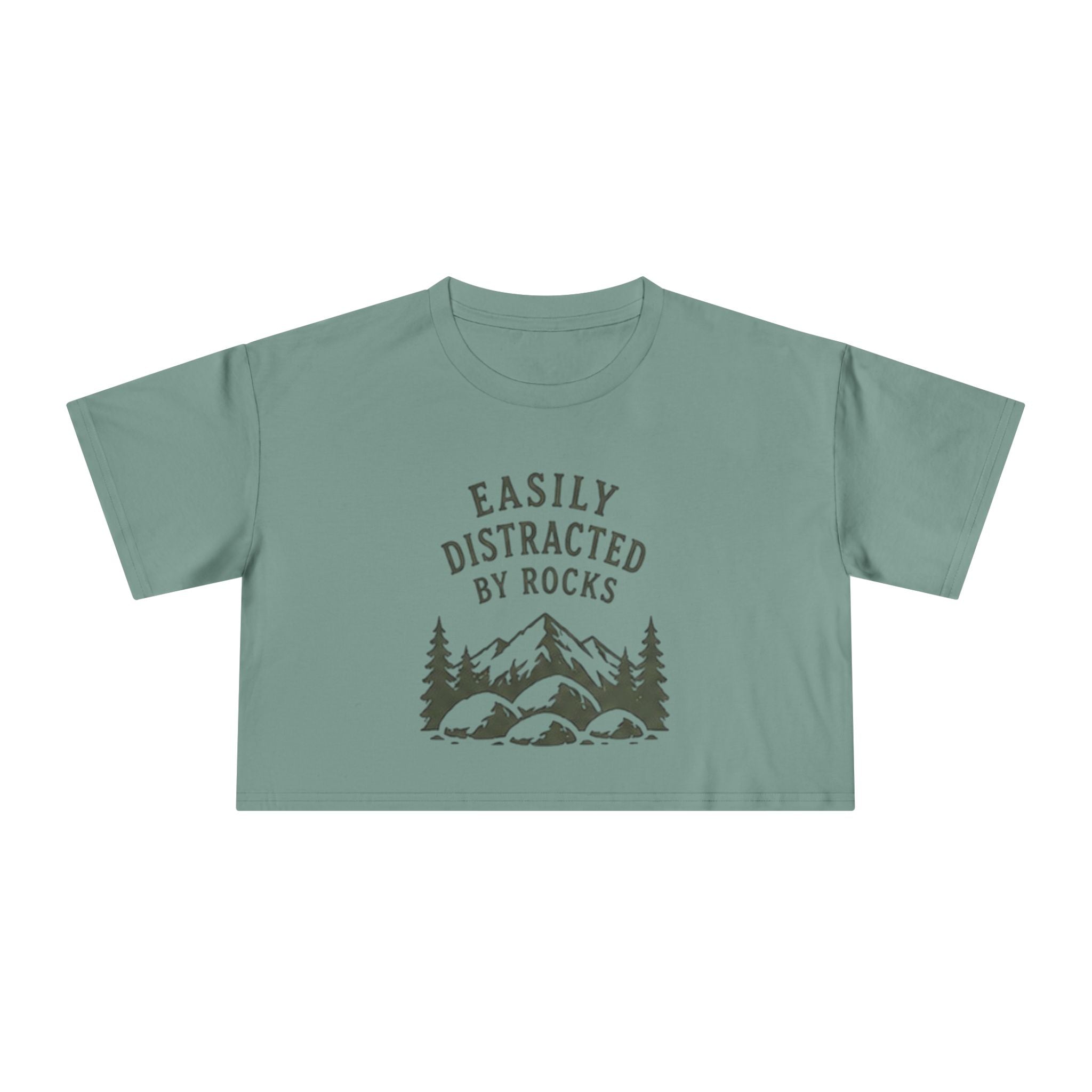 Crop Tee | "Easily Distracted by Rocks" Nature Crop Top for Rock Lovers