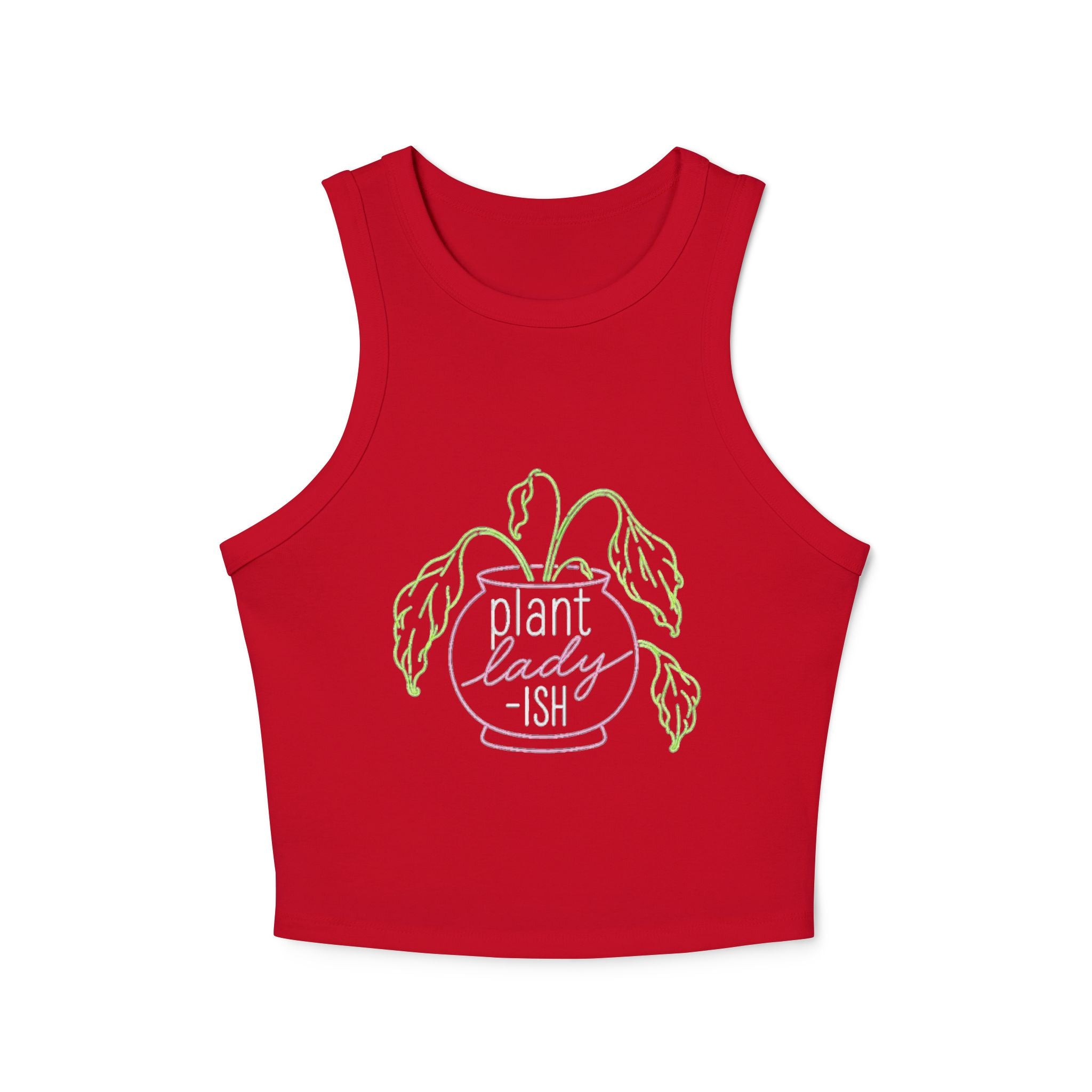 Plant Lady-ish Crop Tank Top | Cute Gardening Graphic Racerback for Women