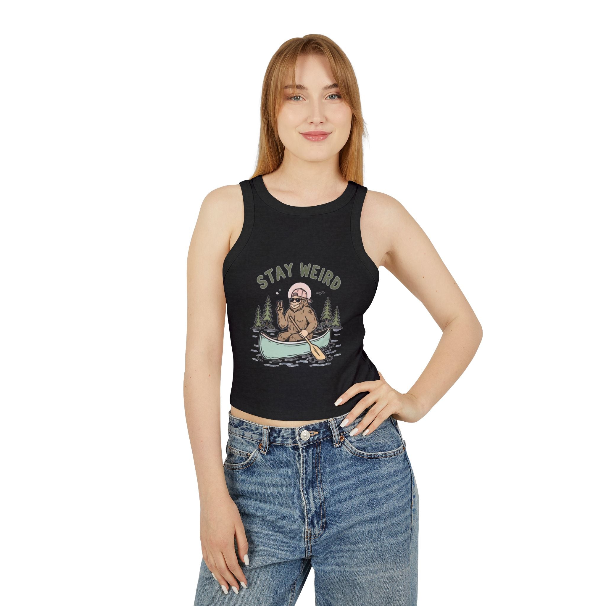 Stay Weird Canoe Crop Tank | Womens Adventure Graphic Tank Top