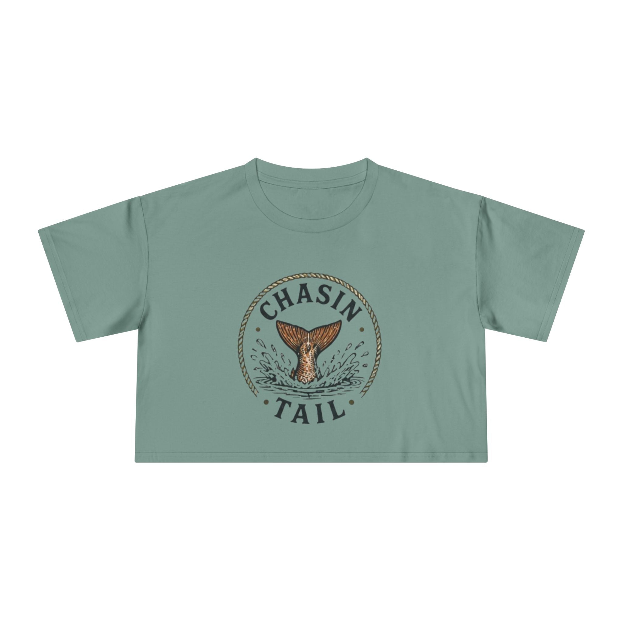 Crop Tee | "Chasin Tail" Fish Tail Graphic Top for Fishing Lovers