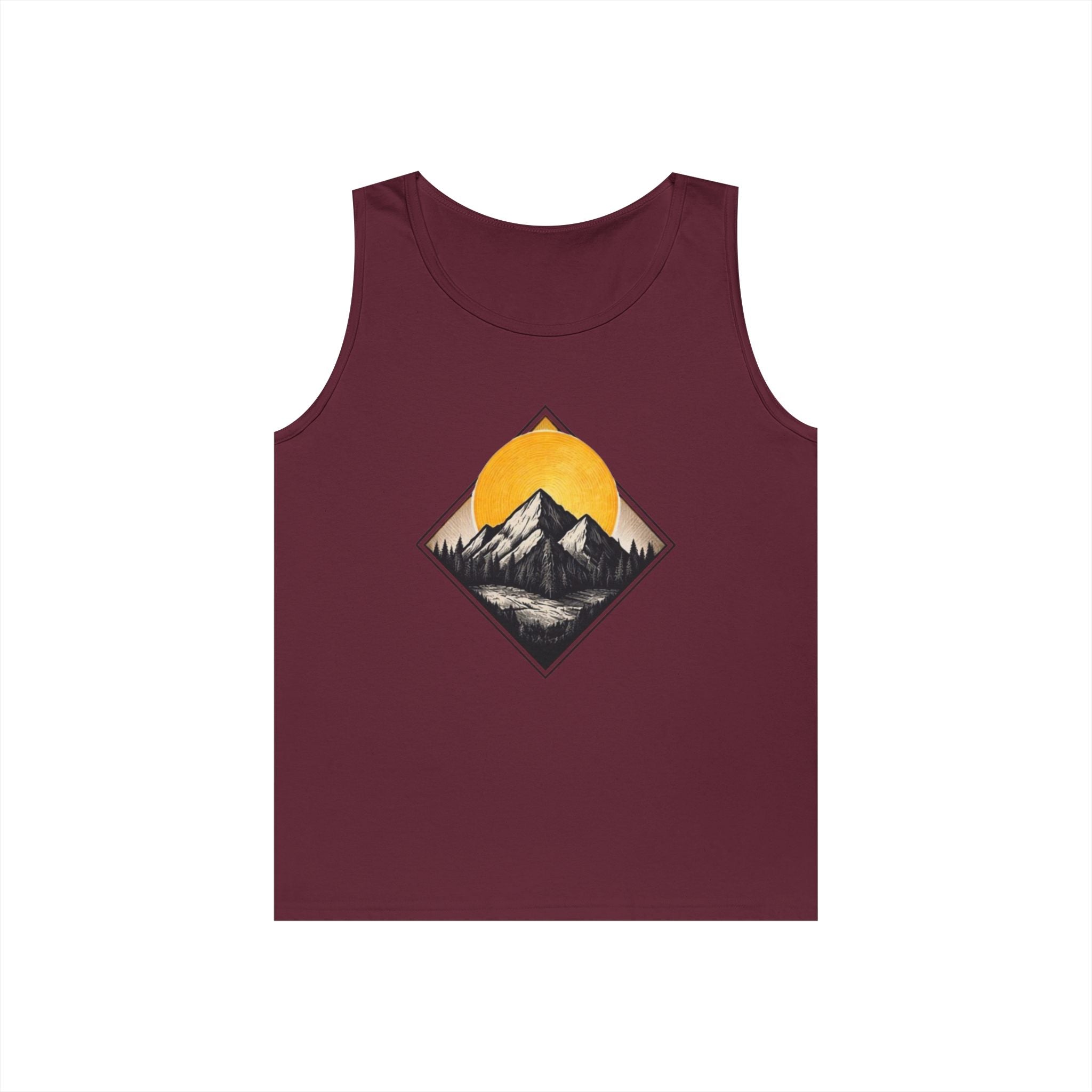 Mountain Explorer Tank Top | Retro Sunset Mountain Graphic