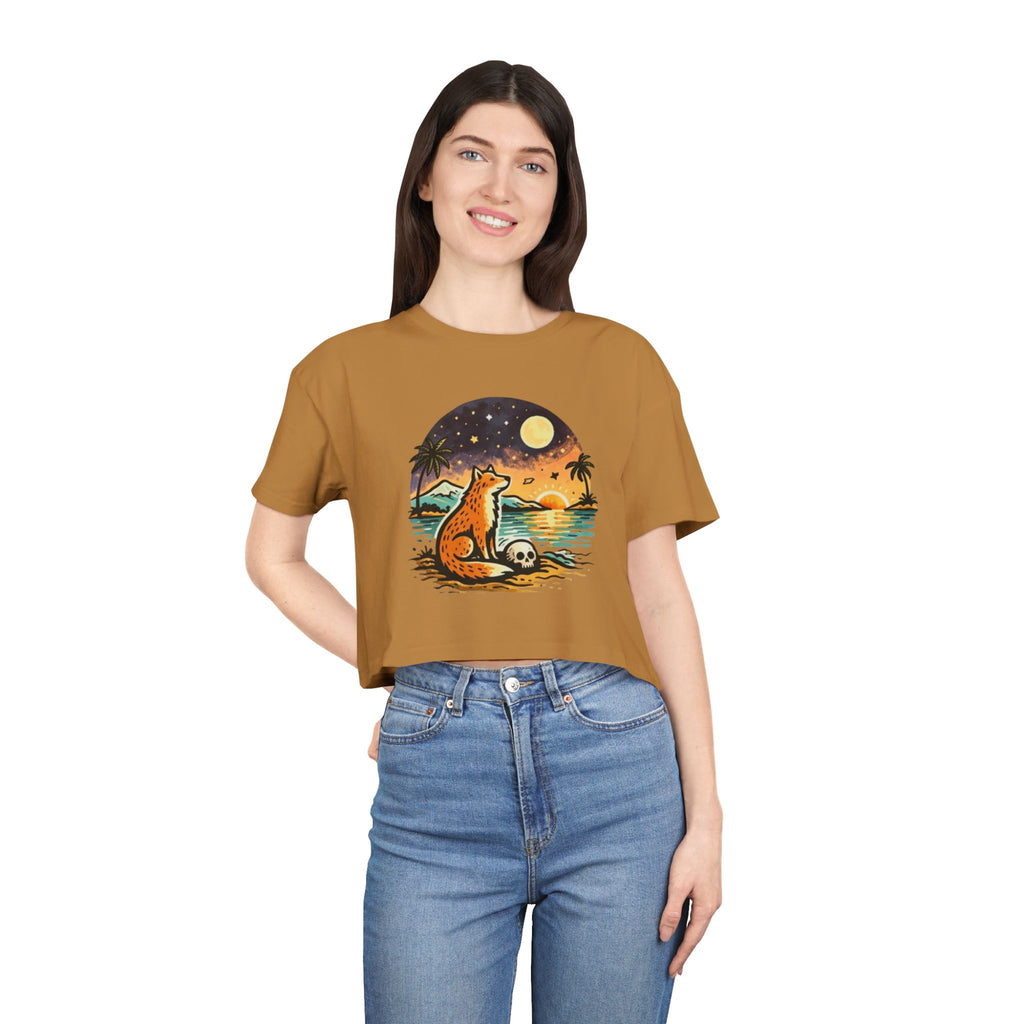 Crop Tee | Sunset Fox Beach Graphic