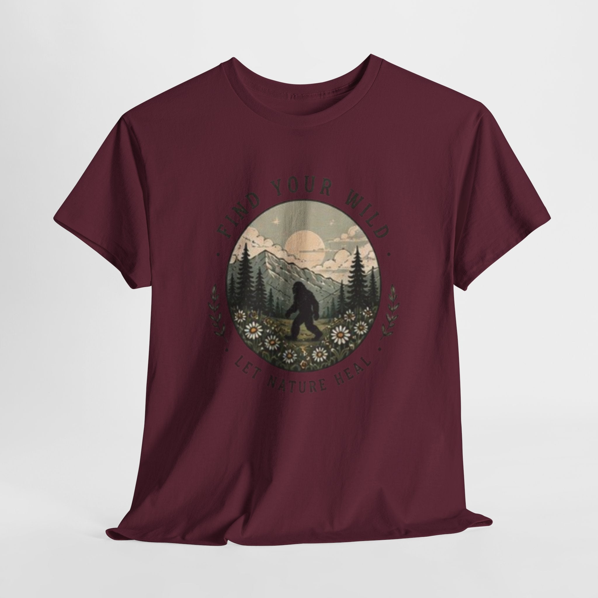 T-Shirt | Find Your Wild Let Nature Heal Wilderness Bigfoot Graphic Tee