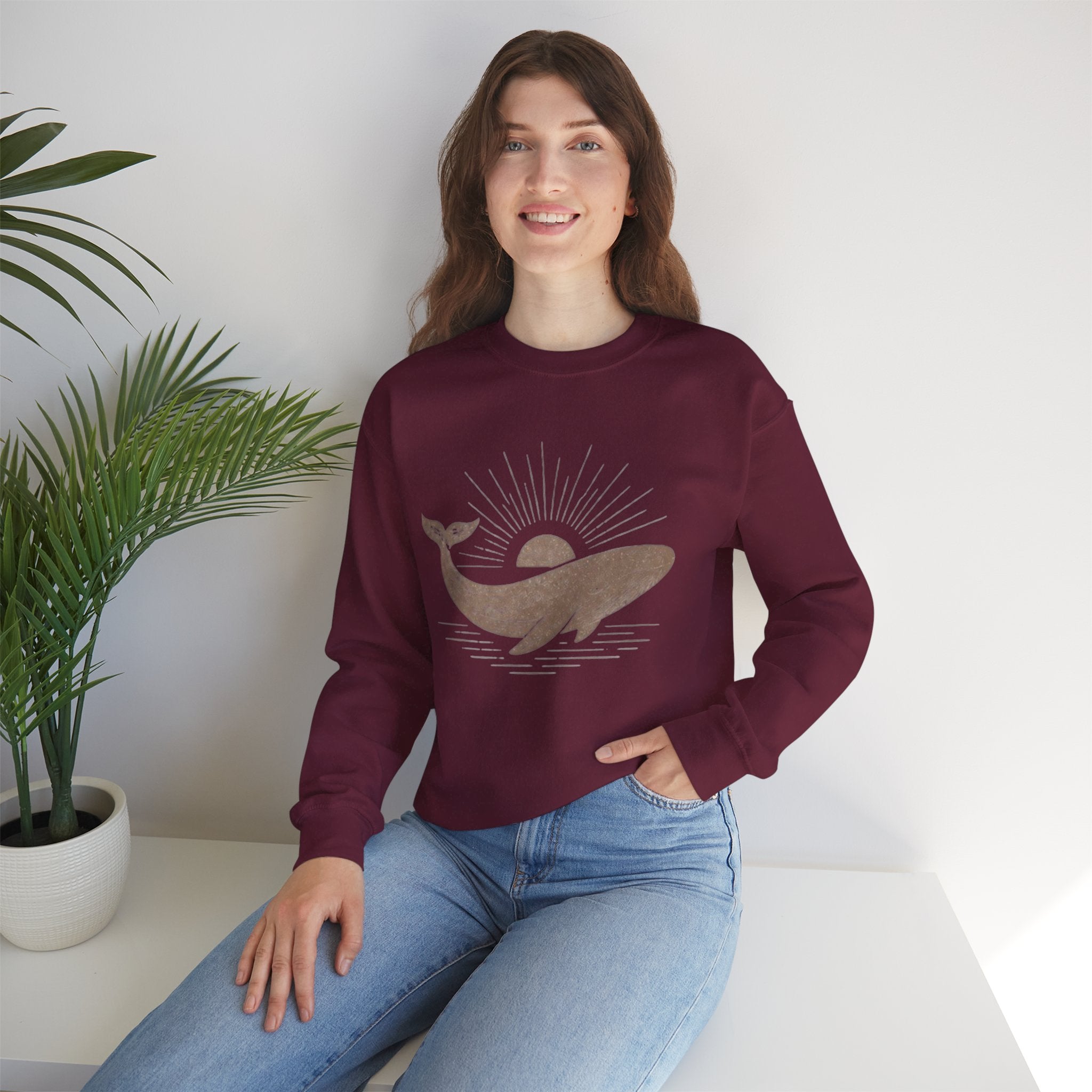 Whale Sunset Crewneck Sweatshirt