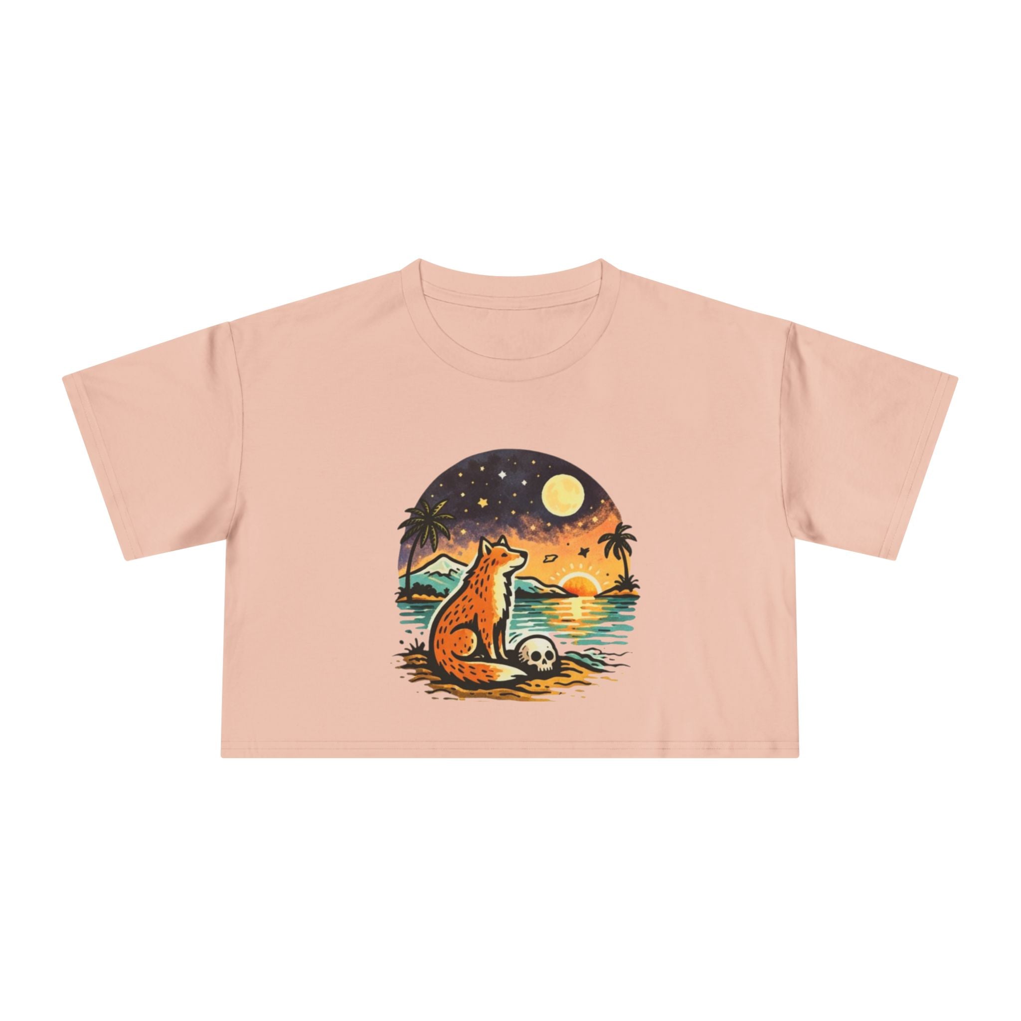 Crop Tee | Sunset Fox Beach Graphic
