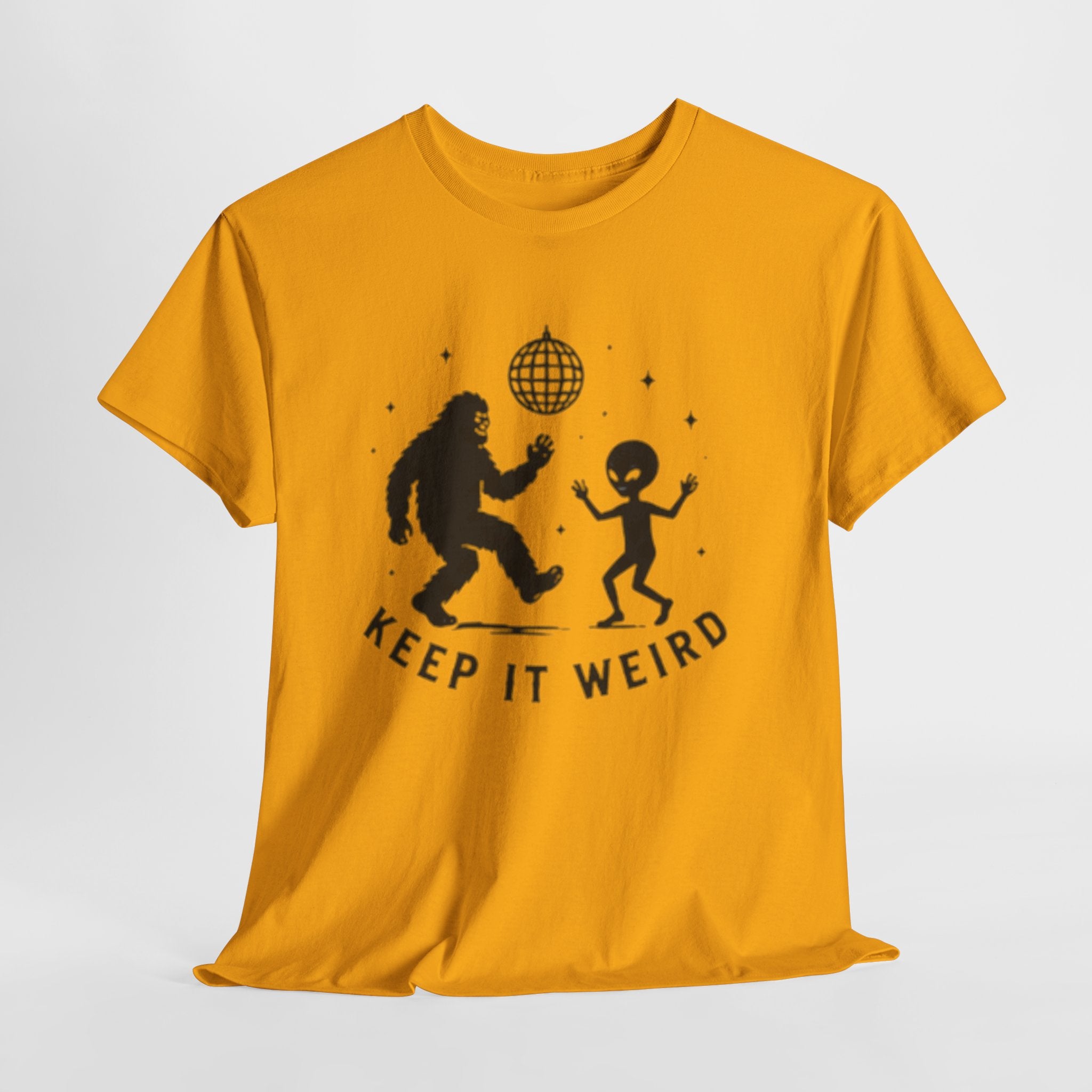 Keep It Weird T-Shirt | Dancing Bigfoot & Alien Disco Tee