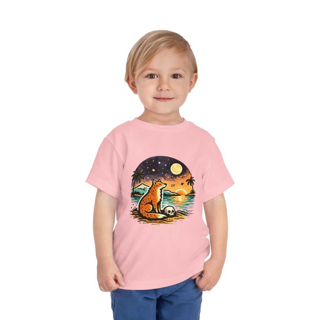 Toddler Tee | Fox Watching Sunset Beach Illustration