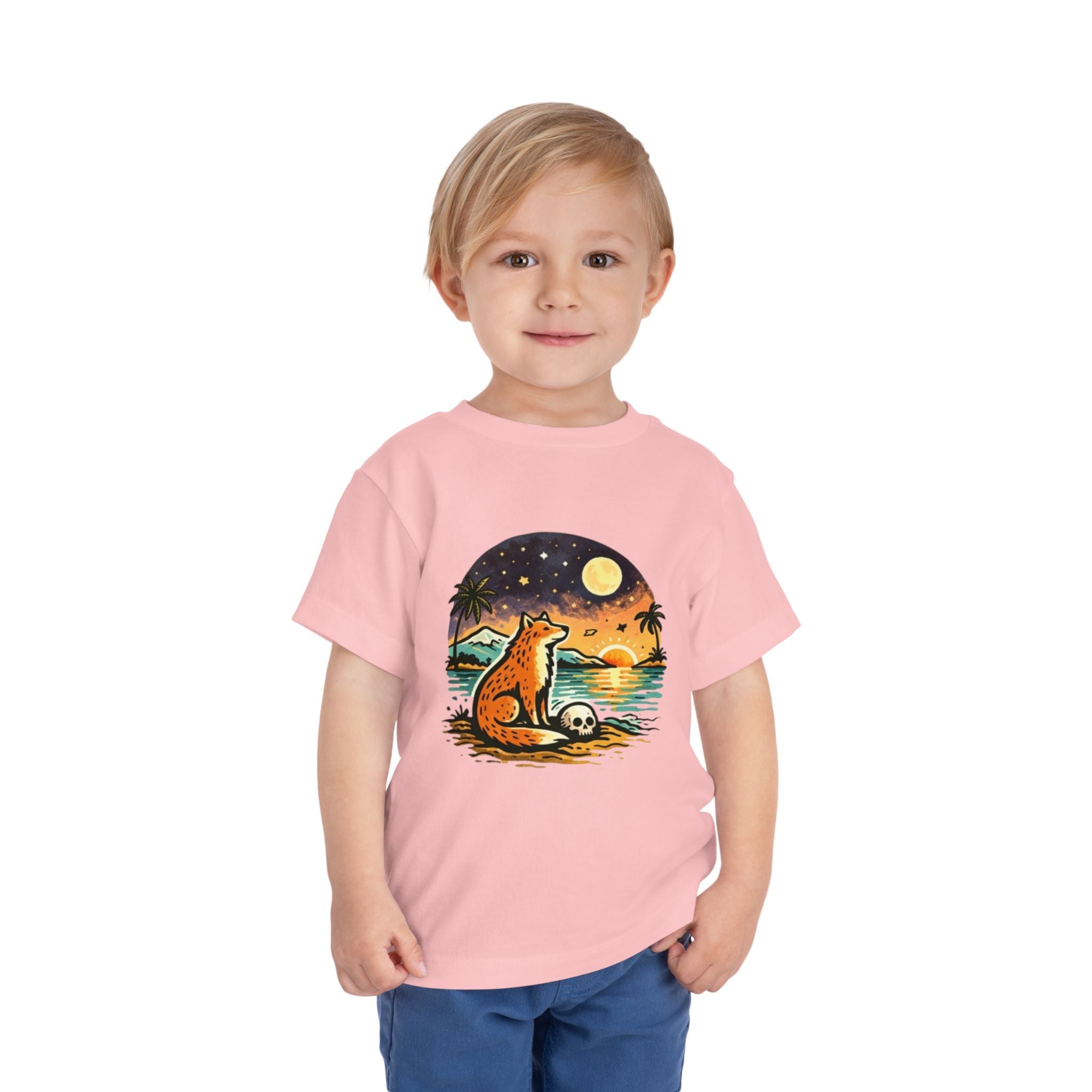 Toddler Tee | Fox Watching Sunset Beach Illustration