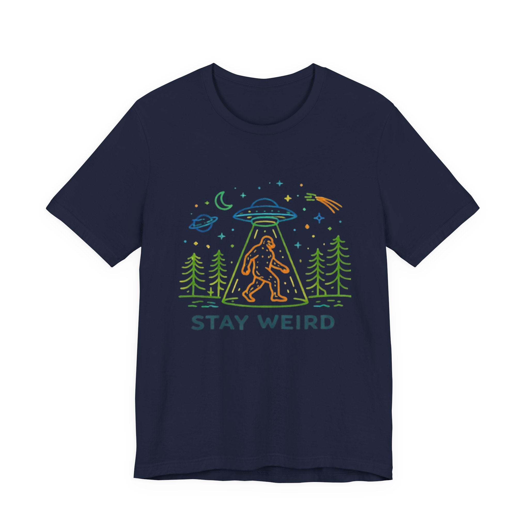 Stay Weird UFO Bigfoot T-Shirt Funny Alien Abduction Graphic Tee