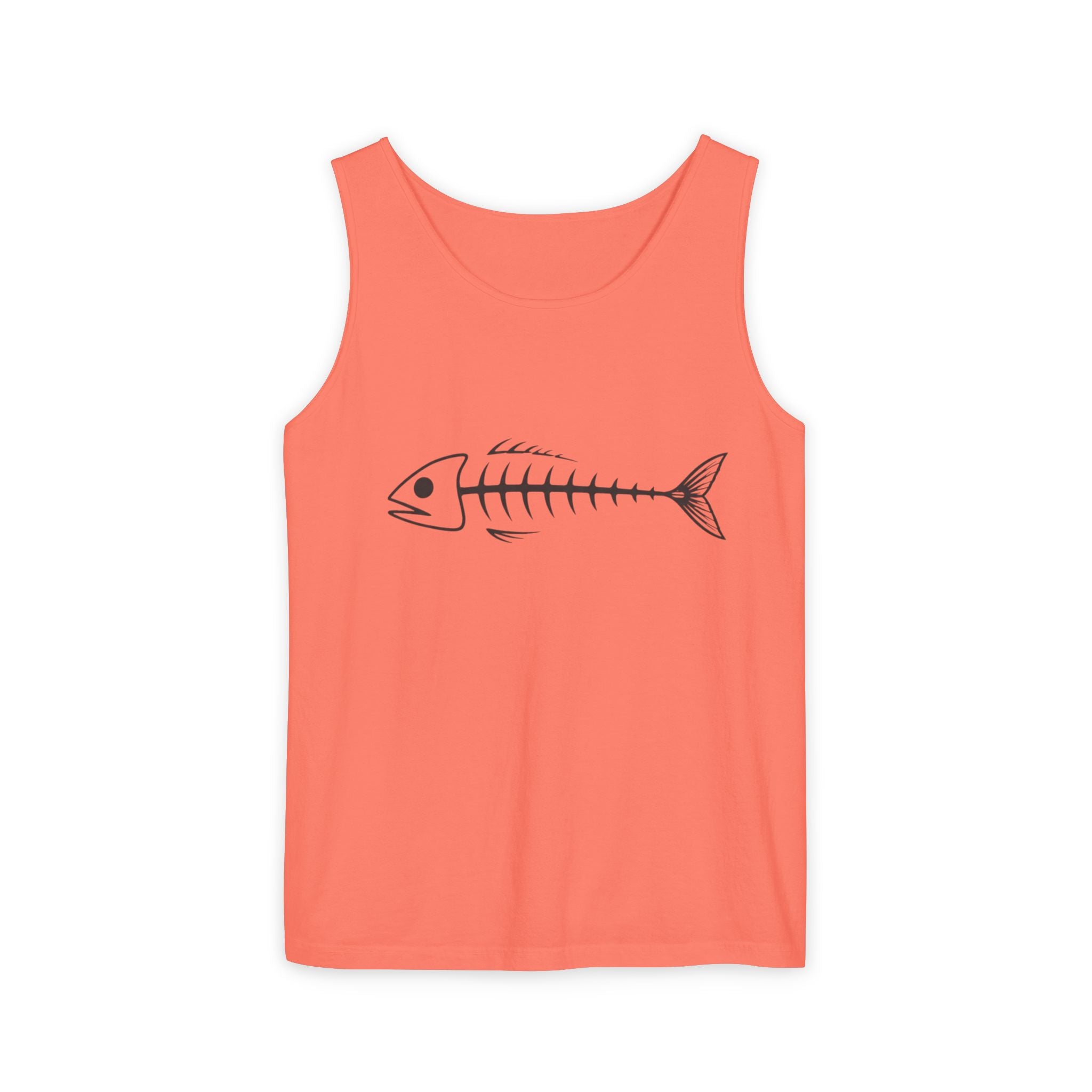 Fish Skeleton Tank Top | Minimalist Fishing Graphic Sleeveless Tee
