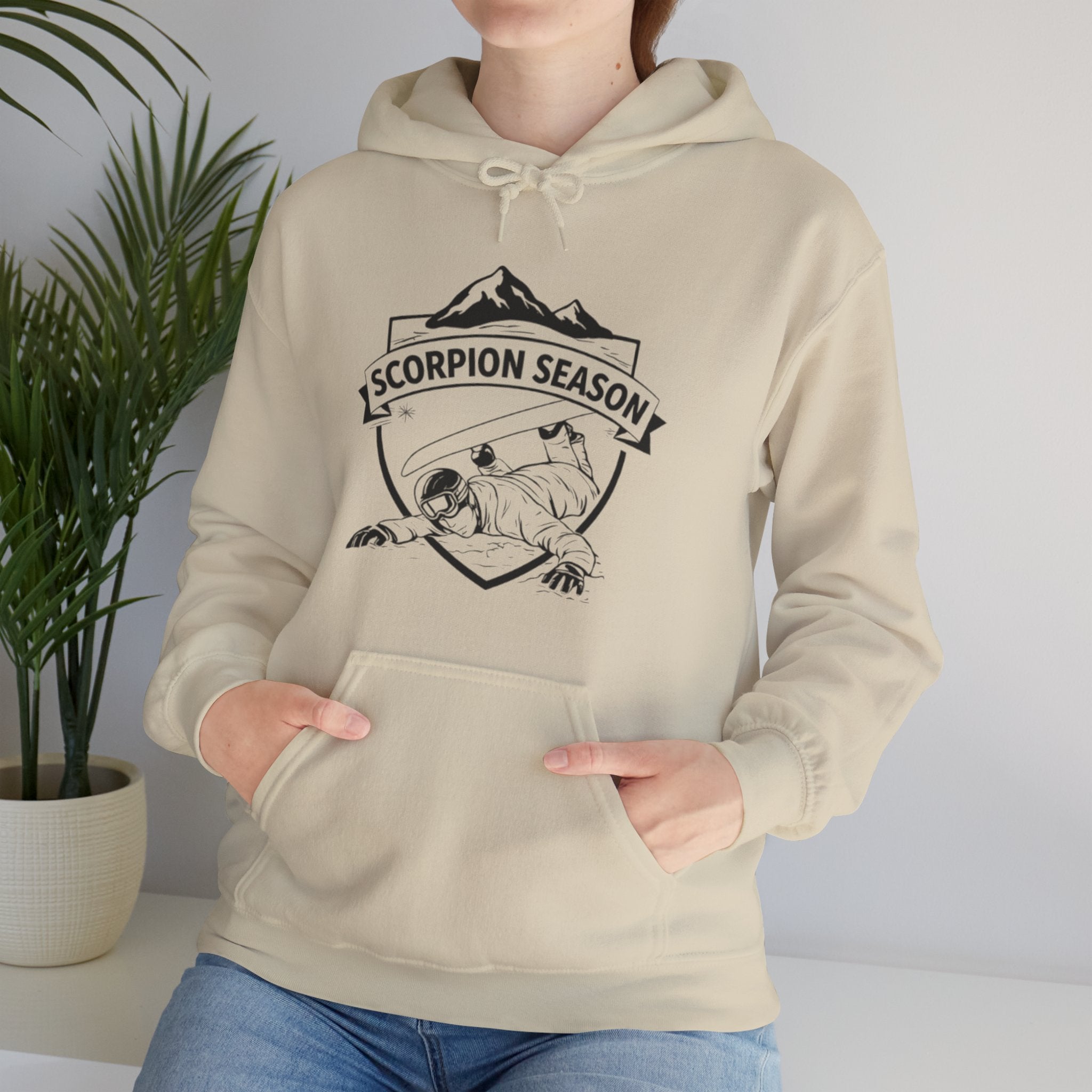 Scorpion Season Snowboarding Hoodie | Mountains Wipe Out Design