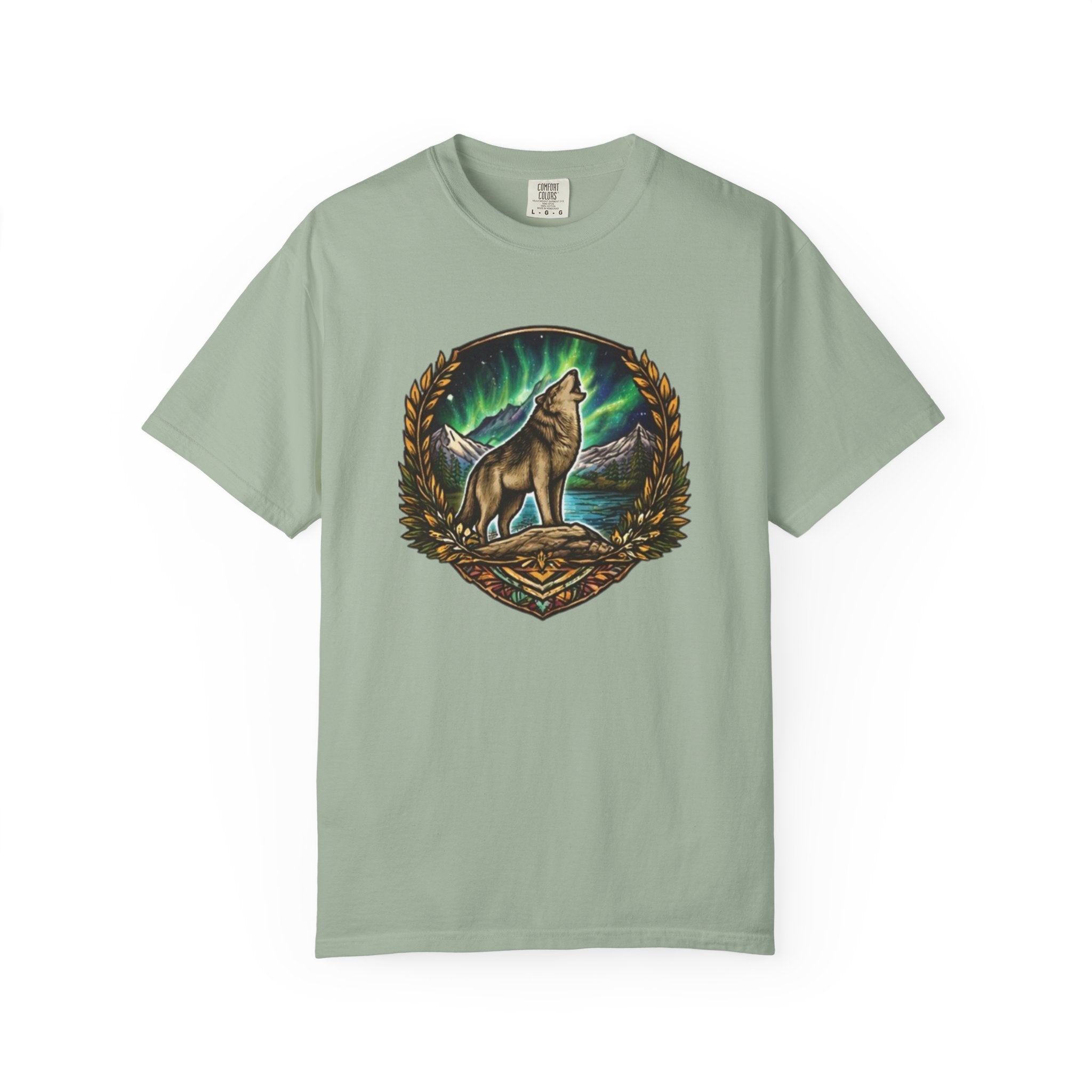 Wolf & Northern Lights T-Shirt | Howling Wolf Graphic Tee