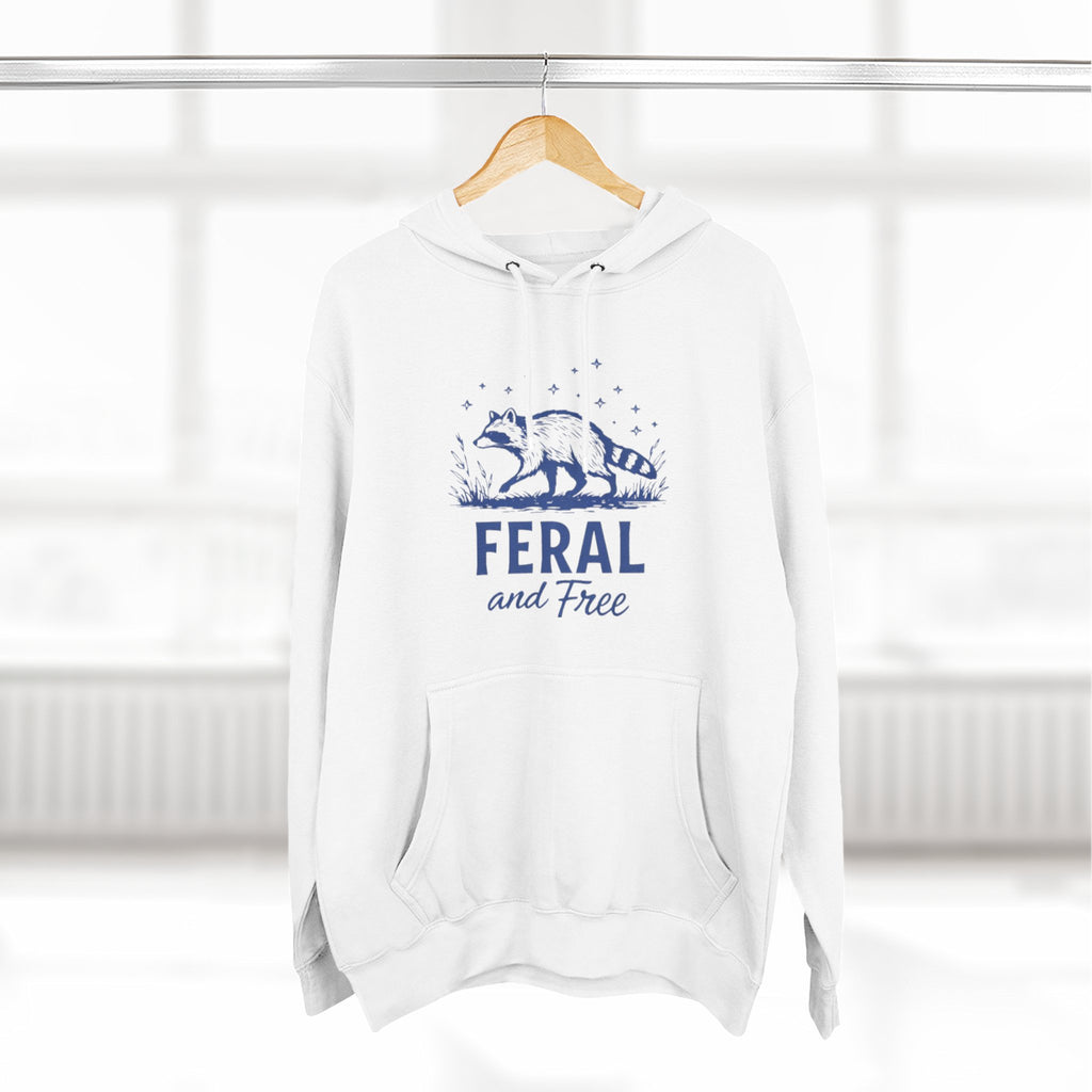 Hoodie | Feral and Free Raccoon Graphic Hoodie | Nature Lover Casual Pullover
